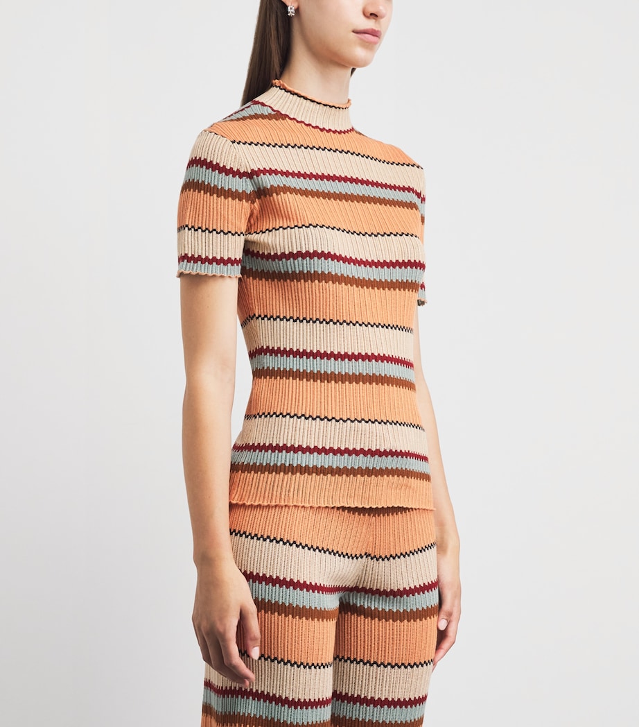 Guest In Residence Womens Linen-Silk Stripe Palazzo T-Shirt Nectar Combo Nctrco Image 4