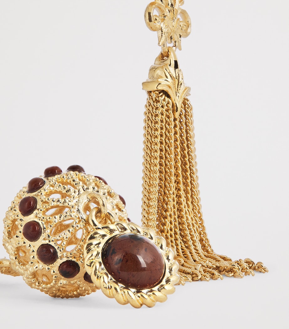 Tassle-Detail Earrings GOLD AND BROWN Image 5