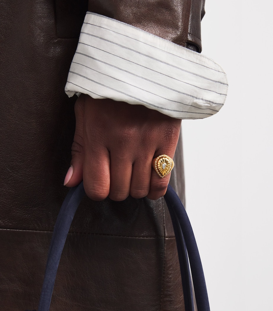 Yellow Gold and Diamond Bond Street Pinky Ring YELLOW GOLD Image 2