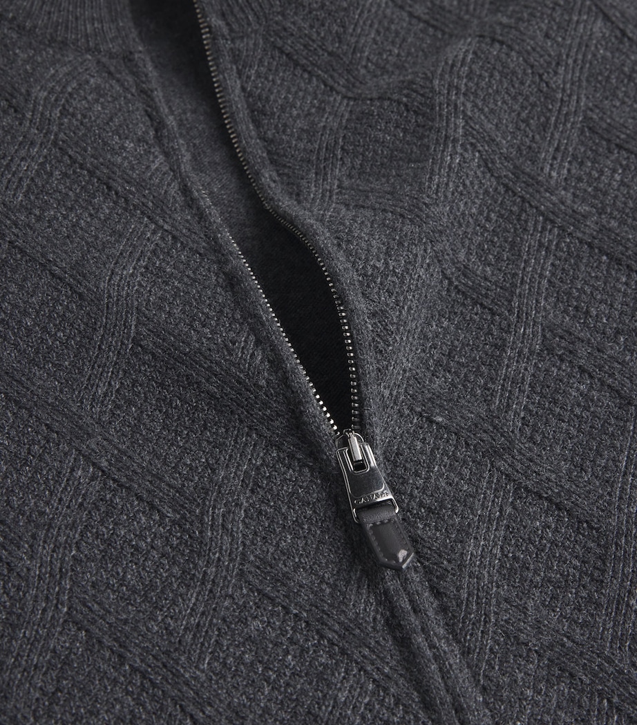 Wool-Cashmere Jacquard Zip-Up Cardigan 111 Image 5