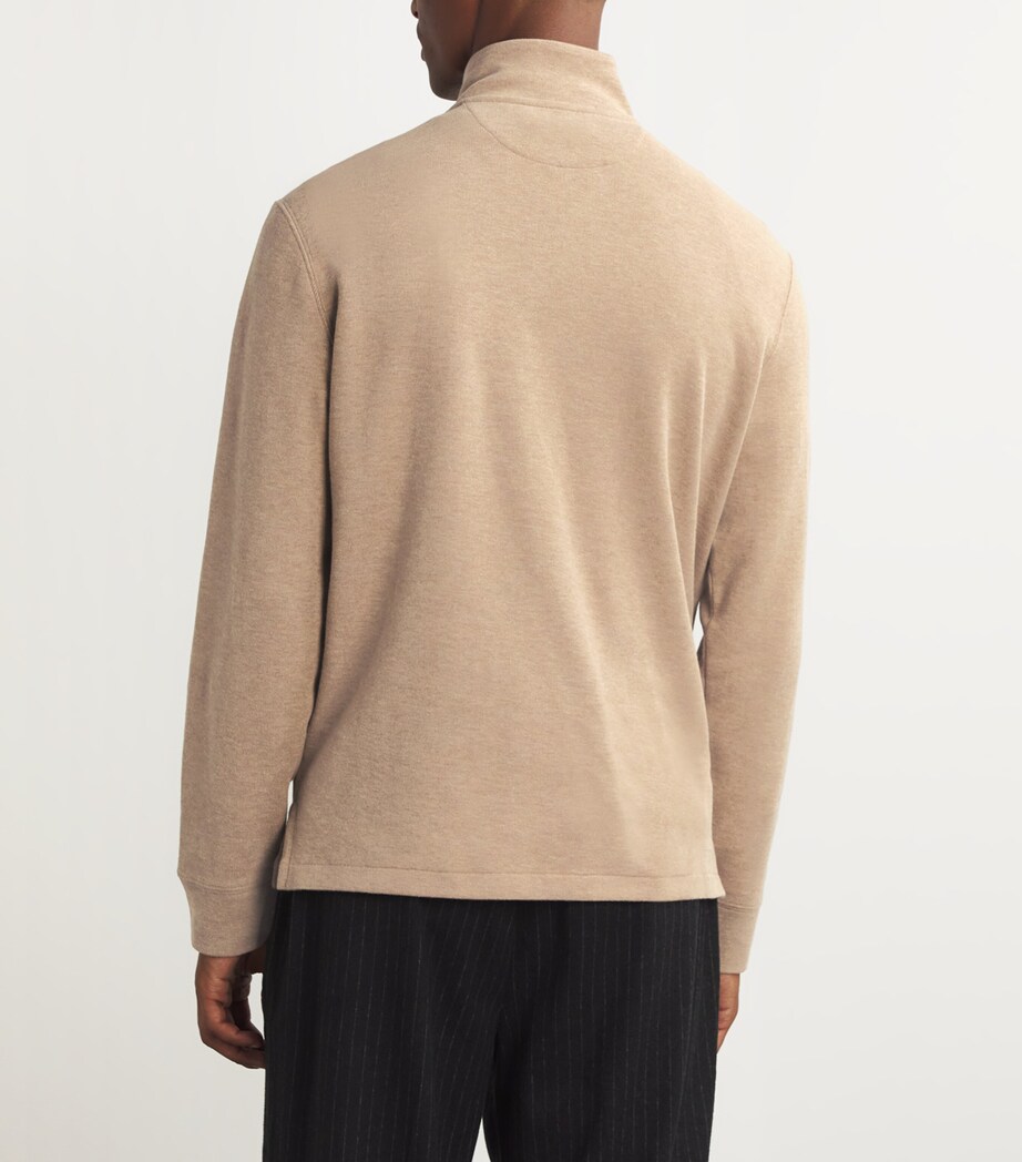 Polo Ralph Lauren Mens Cotton Quarter-Zip Sweater Brown Image 4
