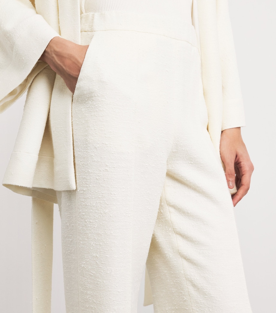 NOMADISSEM Womens Wool-Sik-Linen-Blend Tan Trousers Cream Image 3