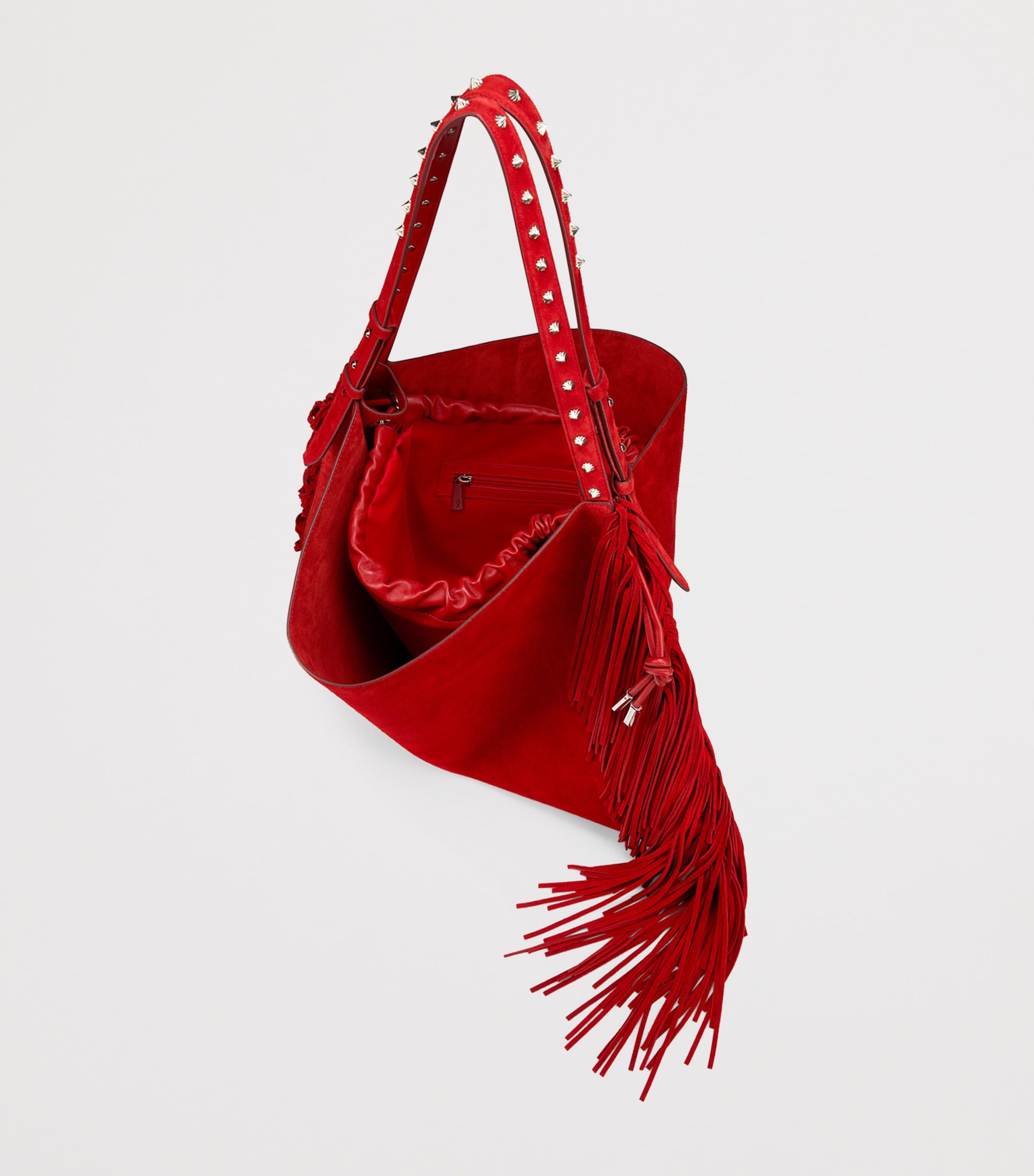 Baggy Suede Fringed Tote Bag R659 Image 3