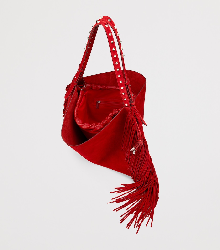 Baggy Suede Fringed Tote Bag R659 Image 3