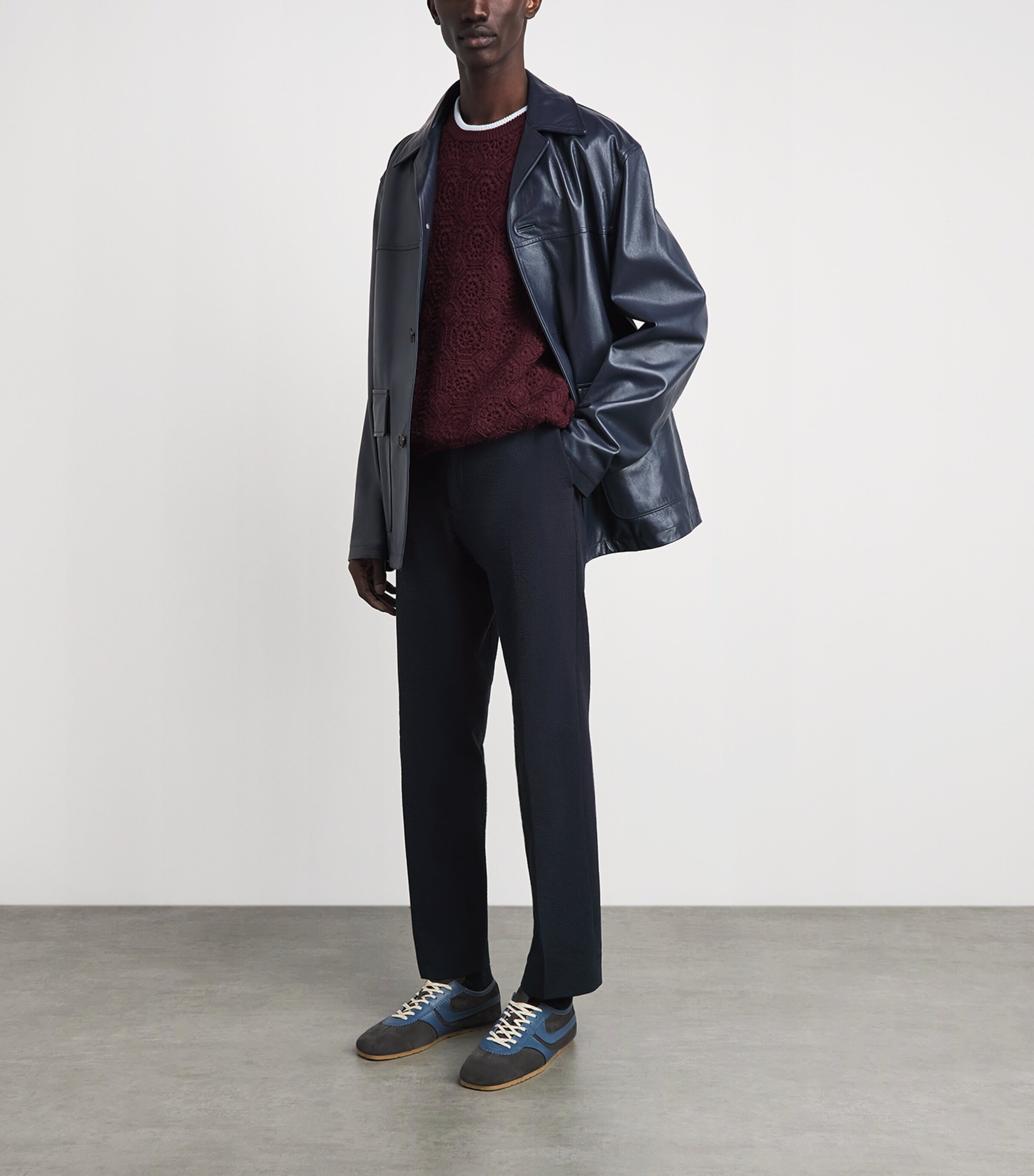 Paul Smith Mens Cotton-Blend Seersucker Trousers Image 2