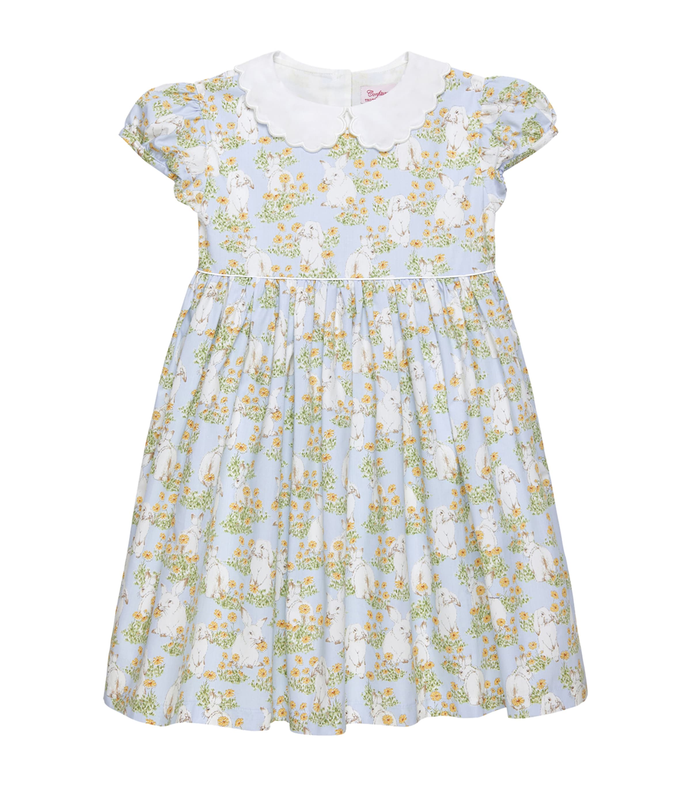 Shop Trotters Cotton Floral Bella Bunny Dress In Blue