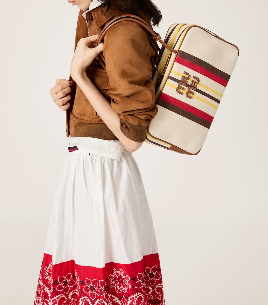 Leather-Canvas Beau Top-Handle Bag F061W Image 5