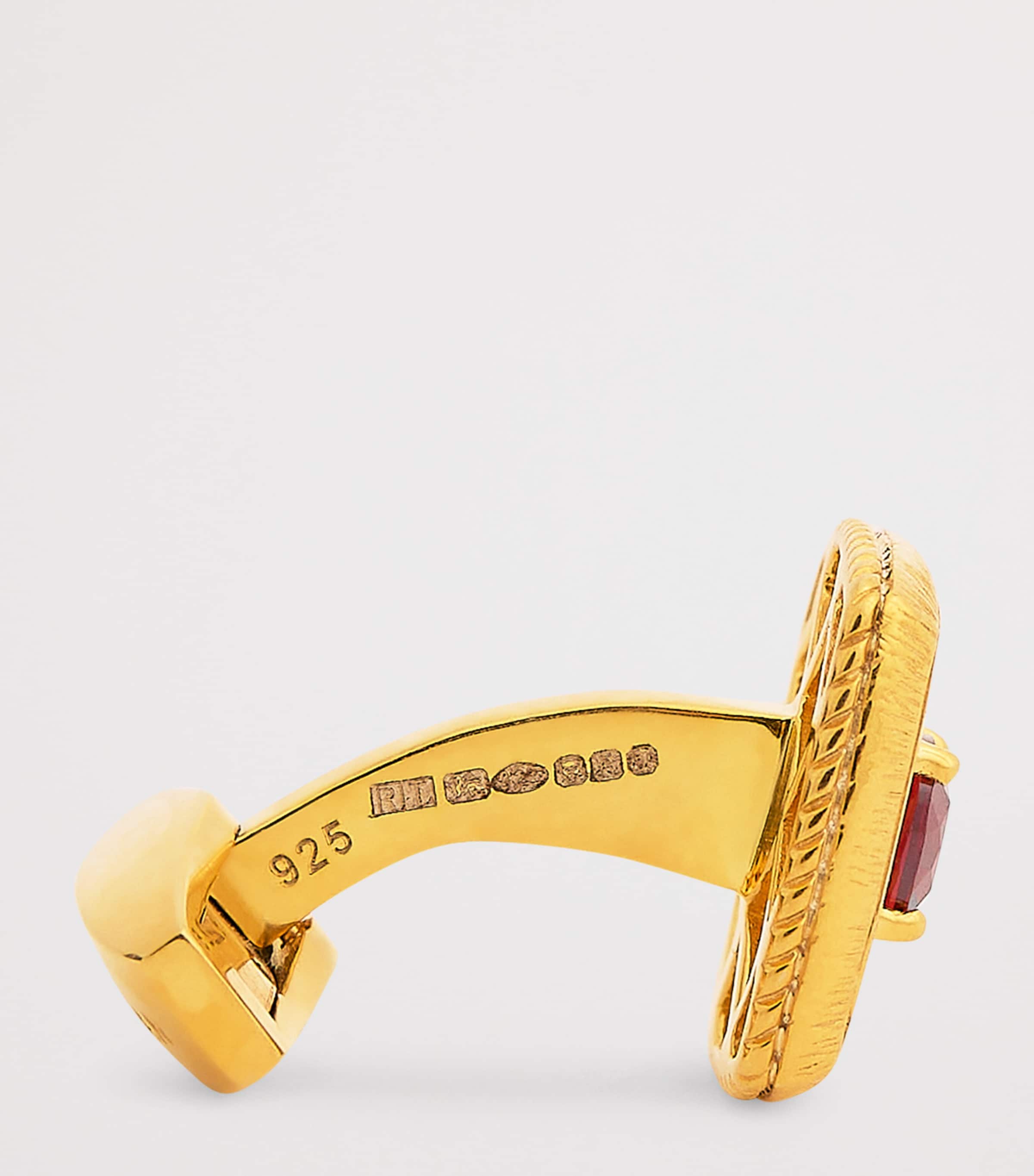 Gold-Plated and Garnet Graffiato Cufflinks RED Image 4