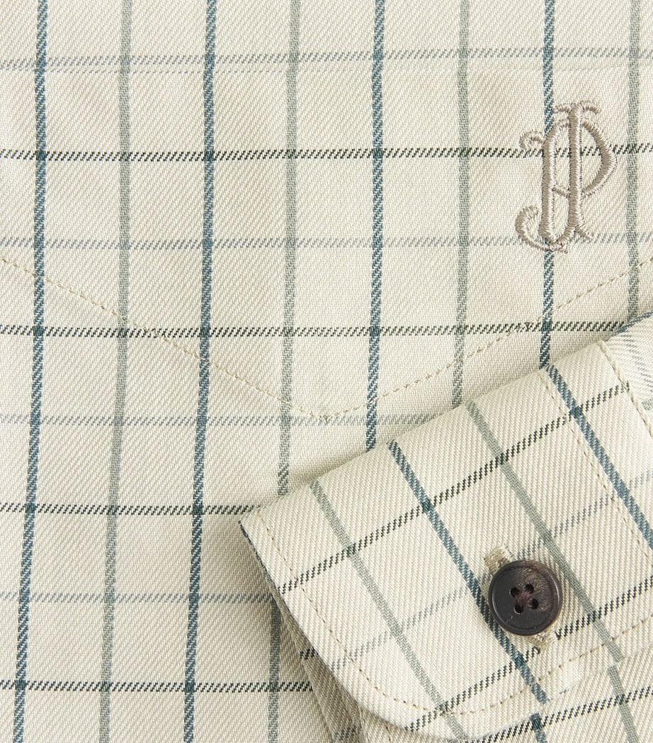 Purdey Mens Cotton Tattersall Shooting Shirt Sage Image 6