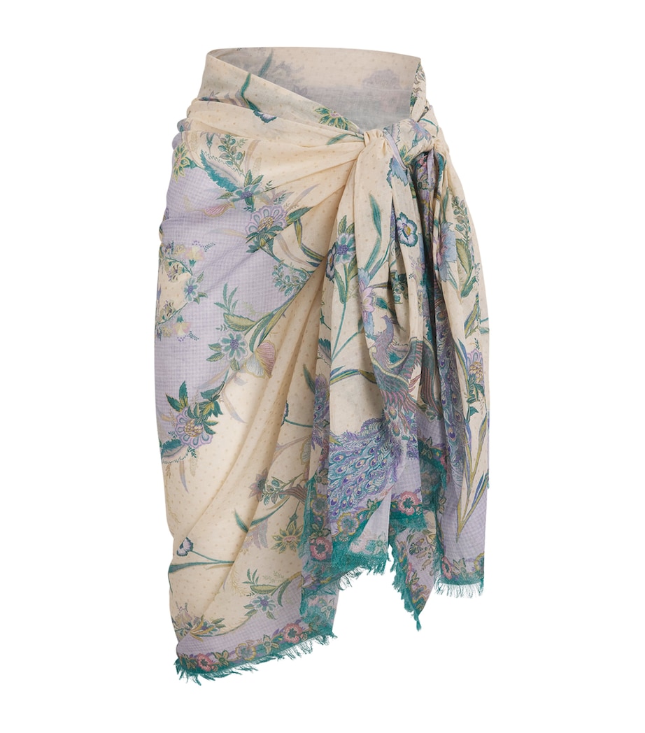 Zimmermann Womens Cotton Floral Pareo Cream Scarf Floral Image 1
