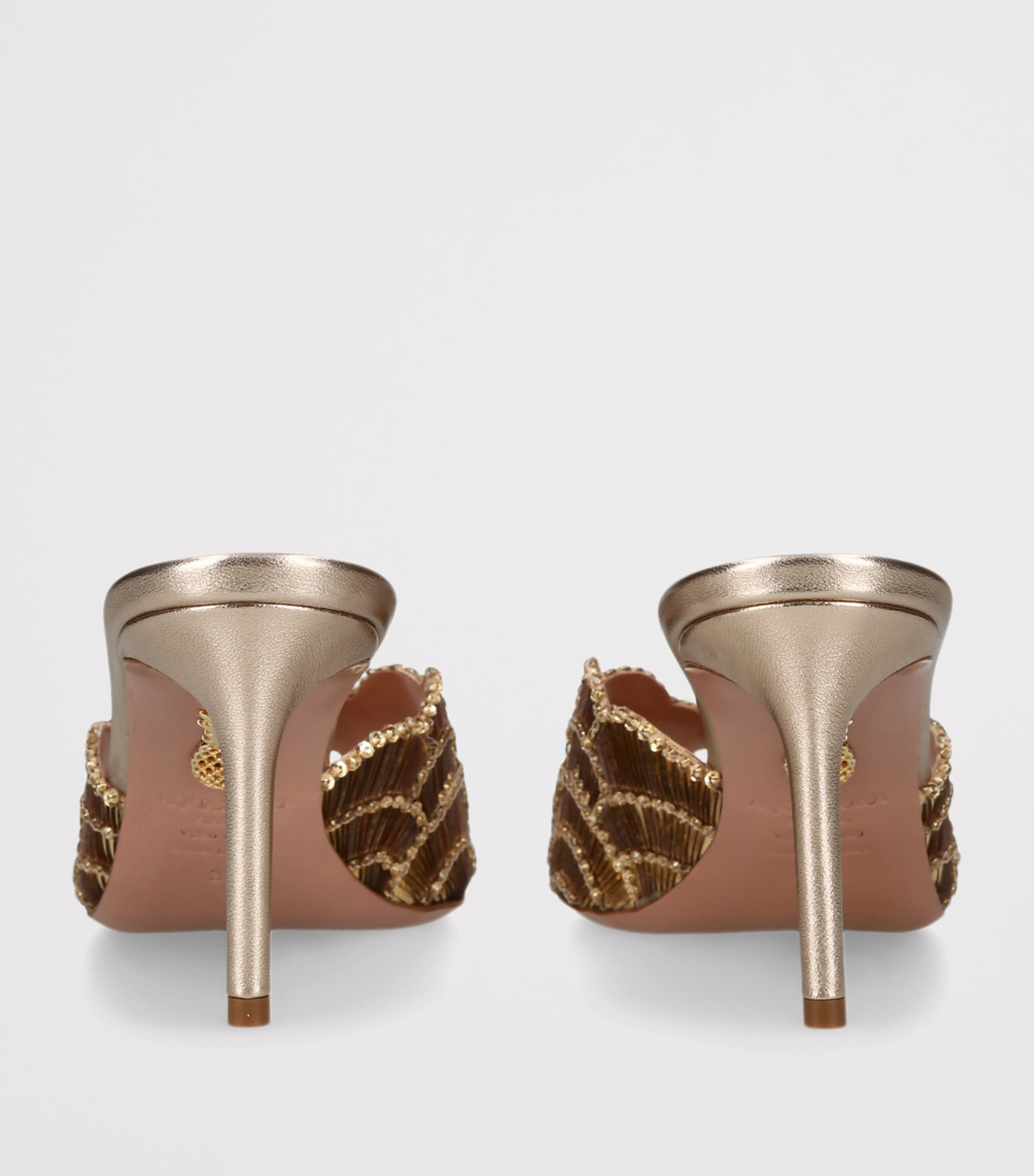 Aquazzura Leather Ce Soir Mules 75 Gold Image 2