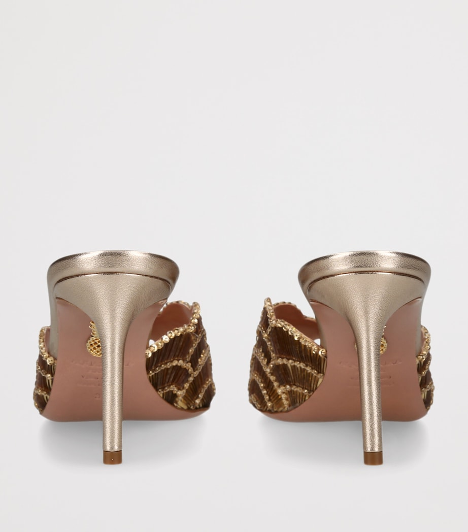 Aquazzura Leather Ce Soir Mules 75 Gold Image 2