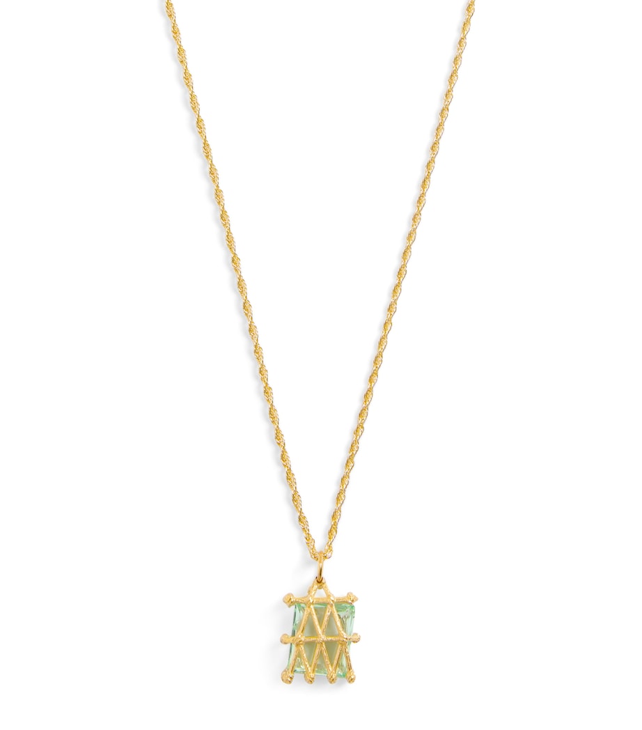 Yellow Gold and Sapphire Basket Pendant Necklace GOLD Image 1