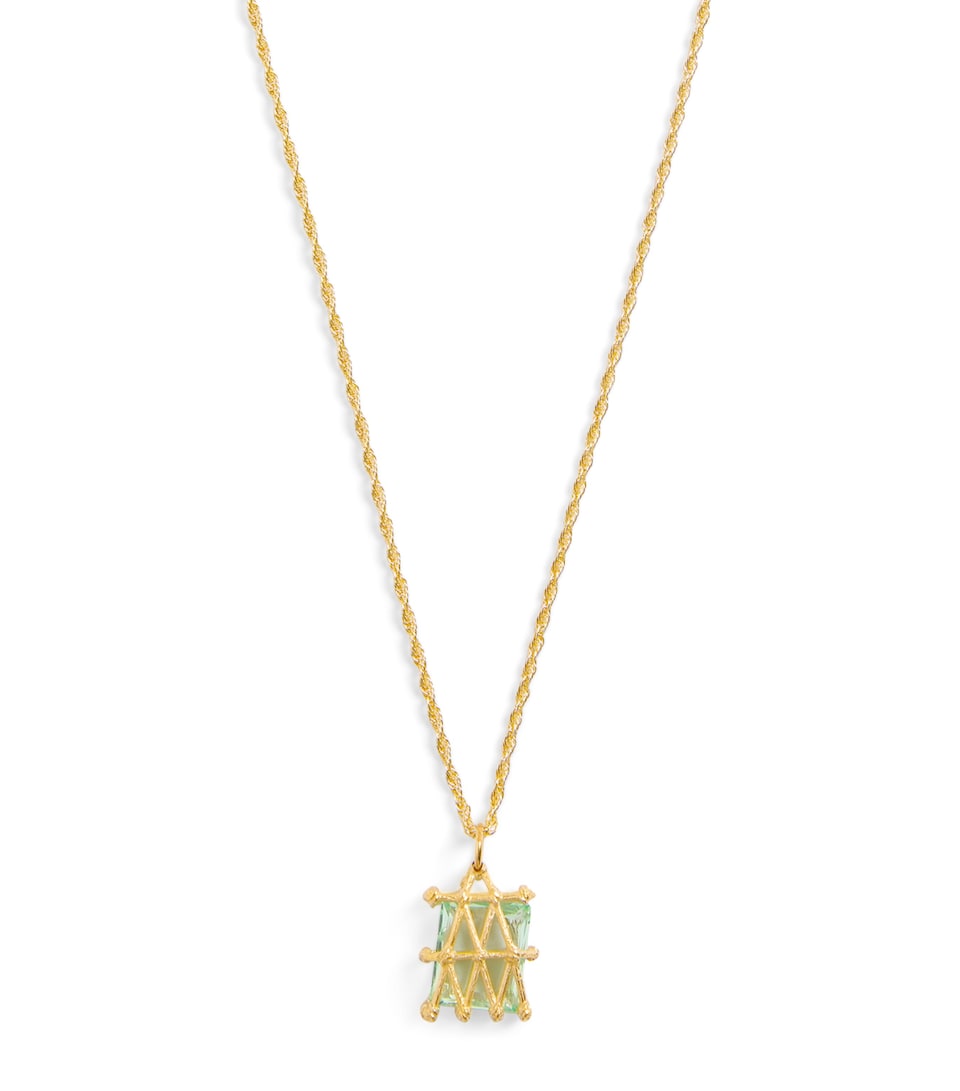 Yellow Gold and Sapphire Basket Pendant Necklace