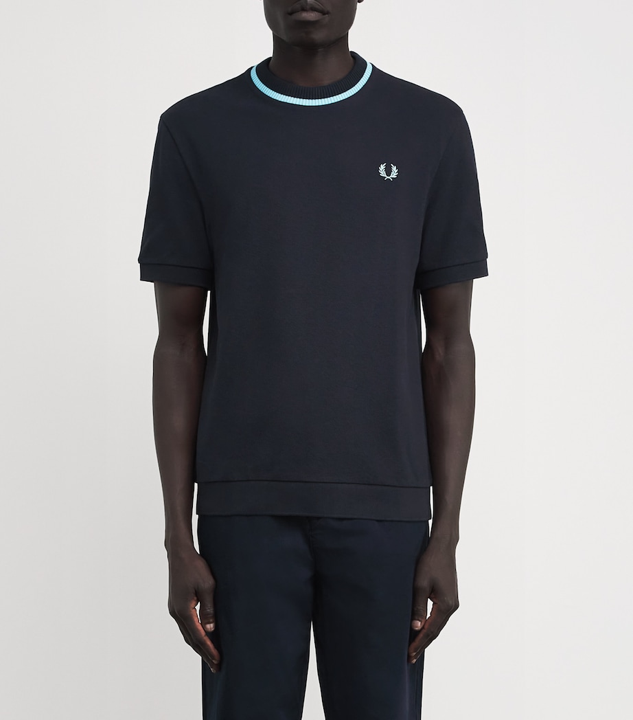 Cotton Piqué Knitted T-Shirt 311NAVY Image 3