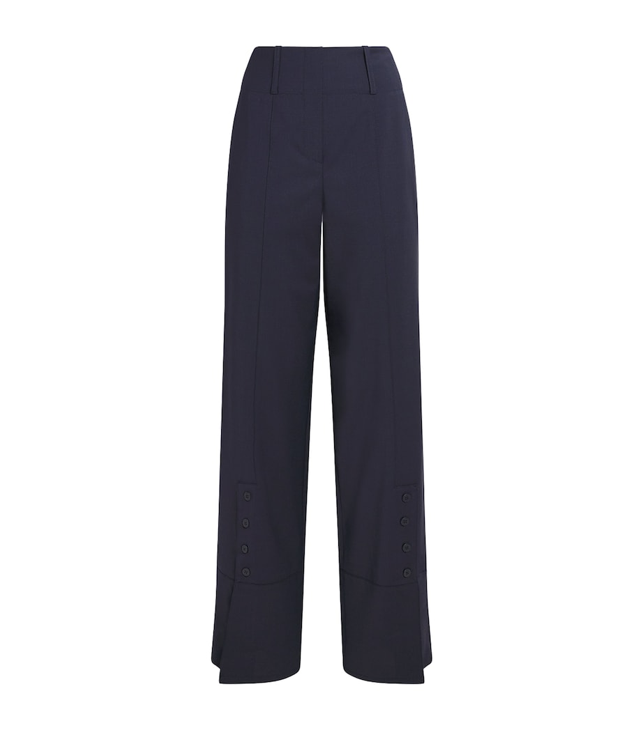 Claudie Pierlot Womens Wool-Blend Straight Trousers Navy Image 1