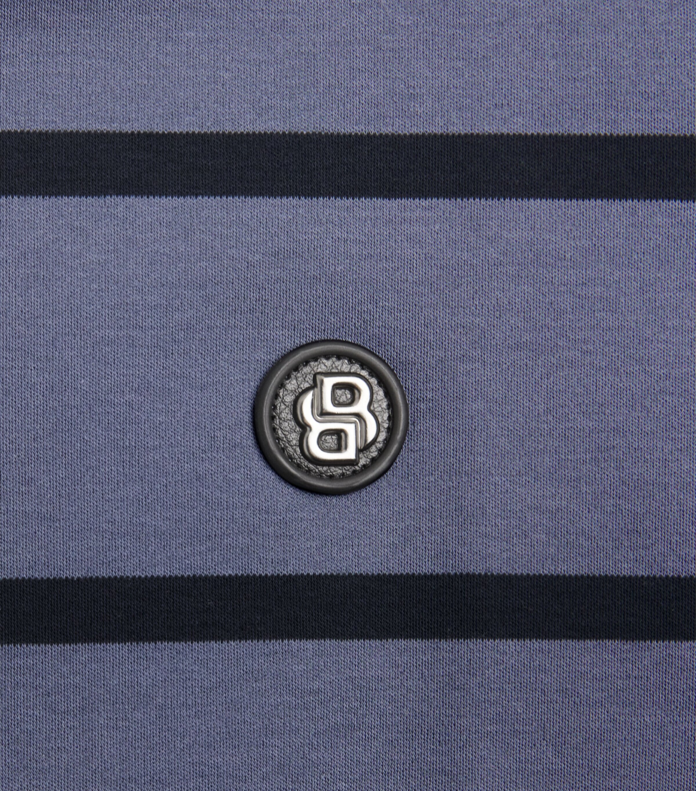 BOSS Mens Cotton Stripe Emblem T-Shirt Open Blue Image 6