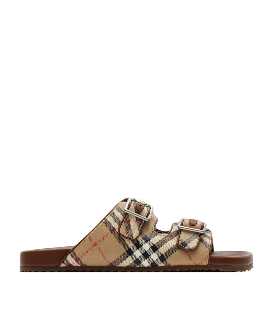 Burberry Canvas-Leather Check Urchin Slides Archive Beige Ip Chk Image 1