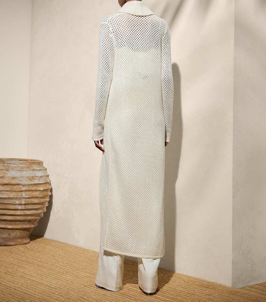 Cashmere Embellished Crochet Cardigan ECRU Image 2