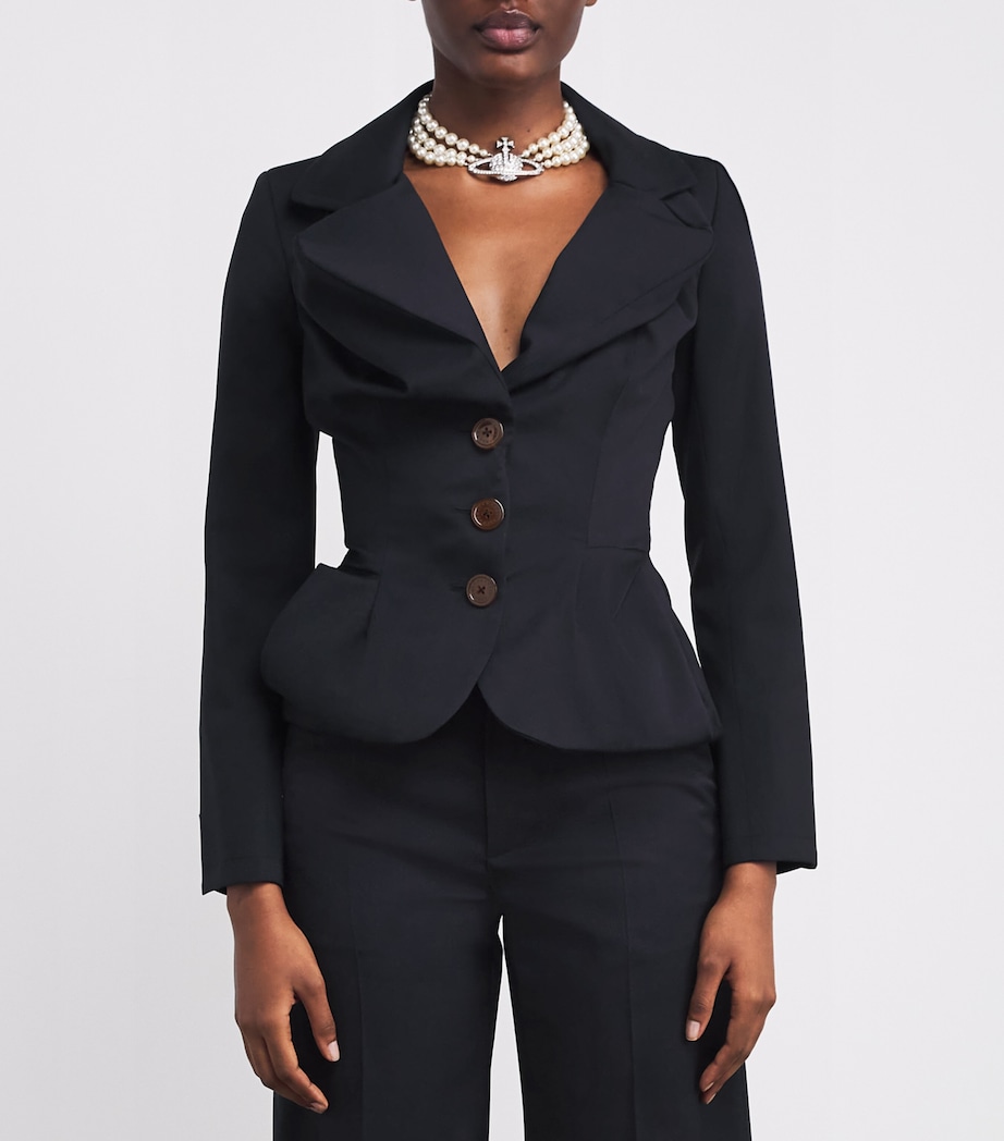 Virgin Wool Asymmetric Drunken Jacket K401 NAVY Image 3