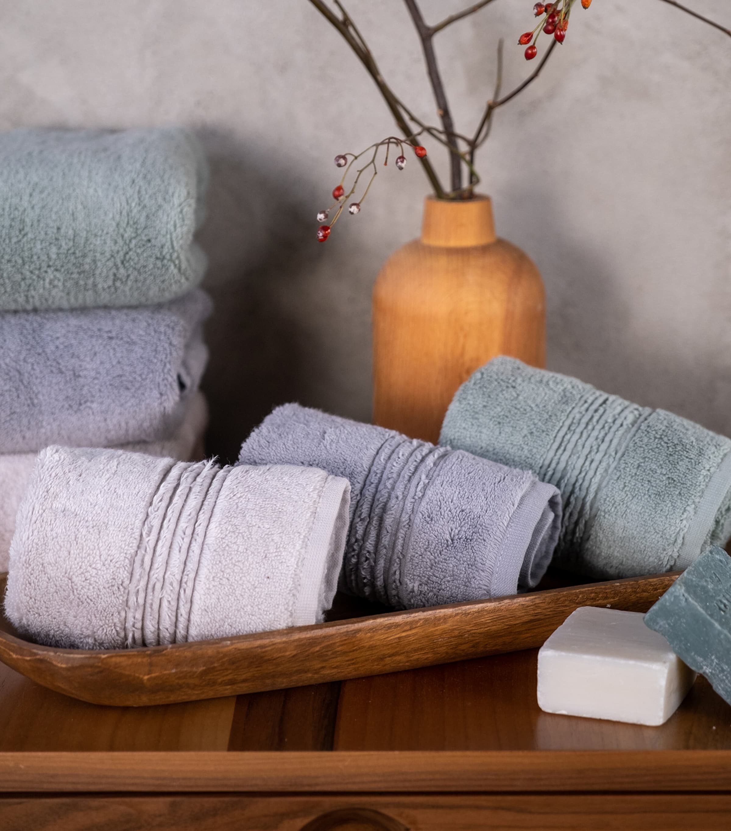 Organic Cotton Galata Guest Towel (30cm x 40cm) DARK FROST Image 3