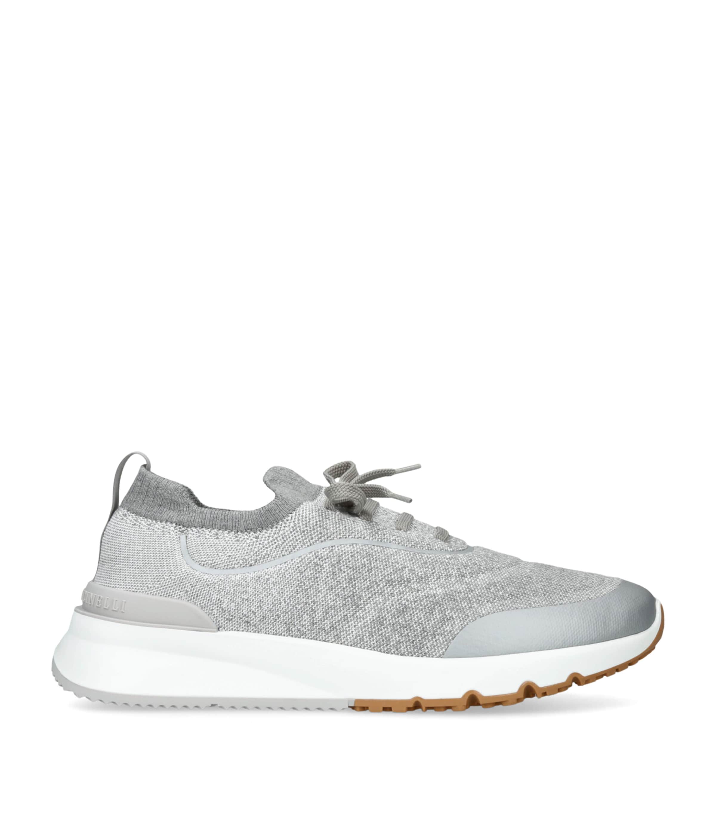 Brunello Cucinelli Mens Grey Sportiv Knitted Trainers In Gray