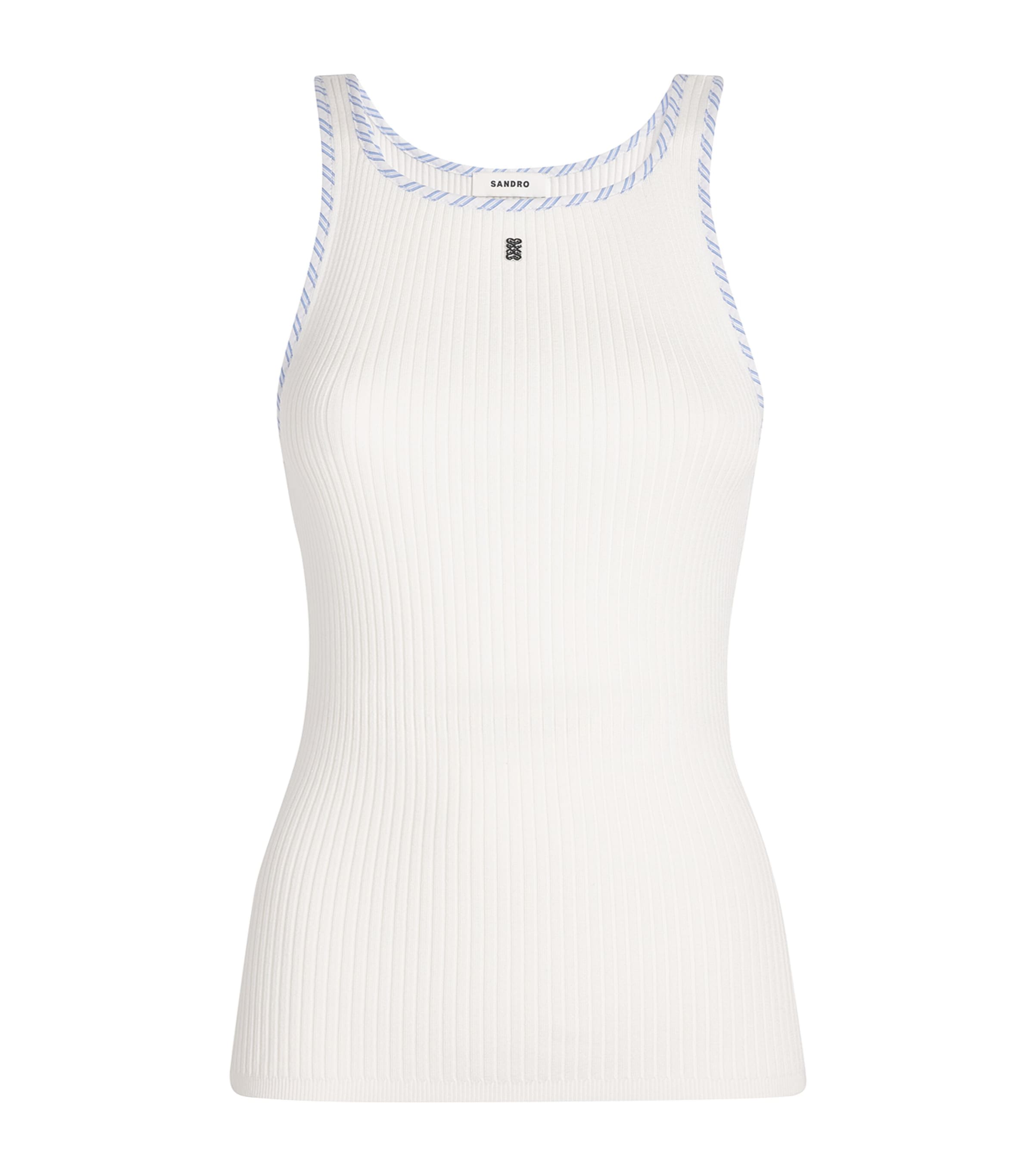 Sandro Paris Womens Rib-Knit Slim Tank Top Ecru Image 1
