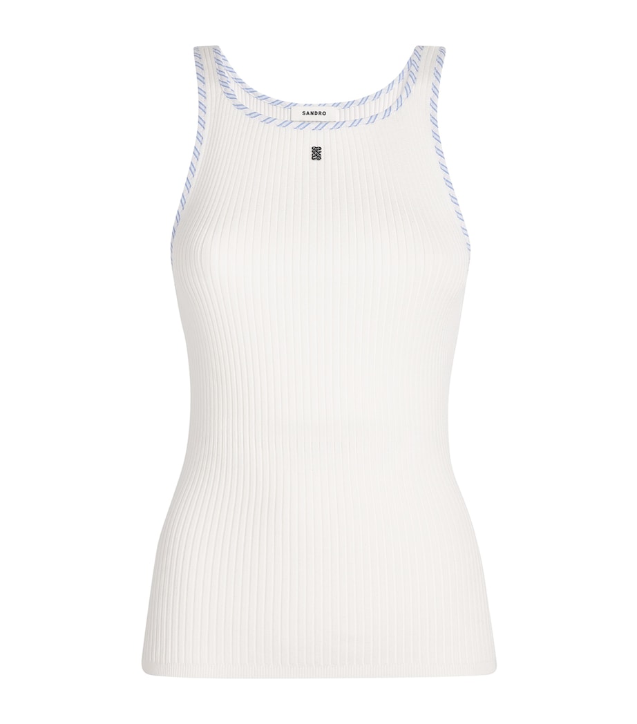Sandro Paris Womens Rib-Knit Slim Tank Top Ecru Image 1