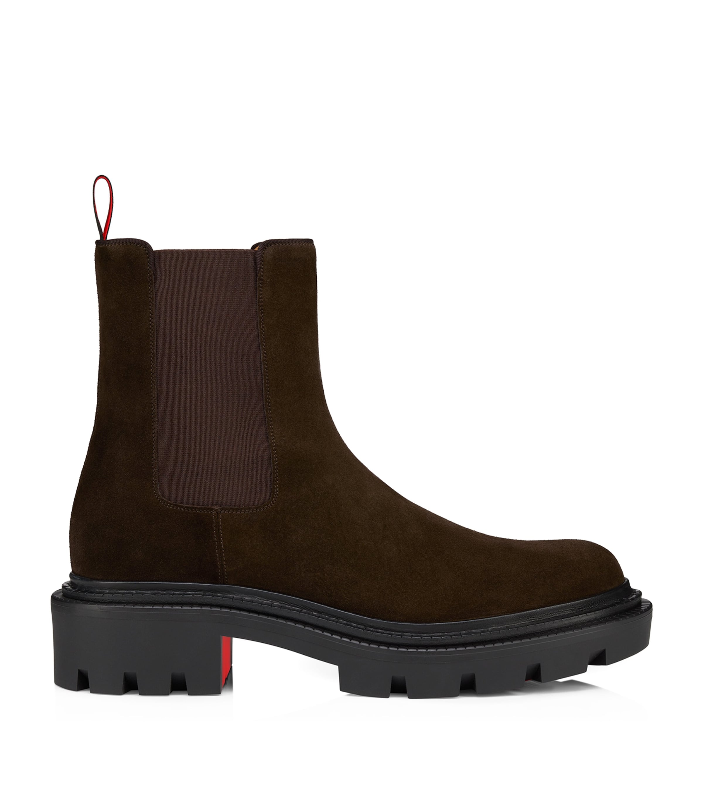 Christian Louboutin Devon College Suede Chelsea Boots In Brown