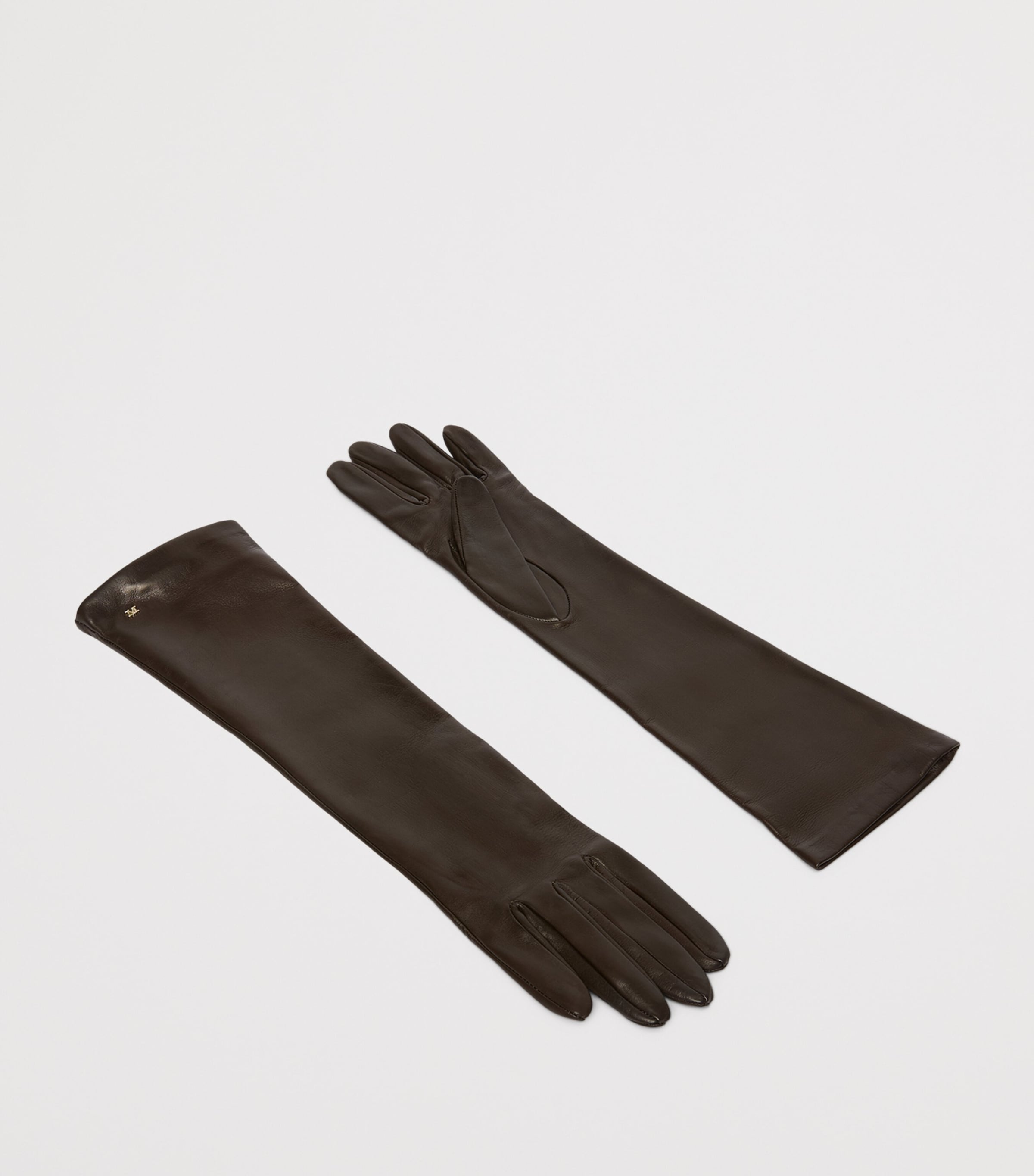 Max Mara Lambskin Long Gloves Dark Brown Image 3