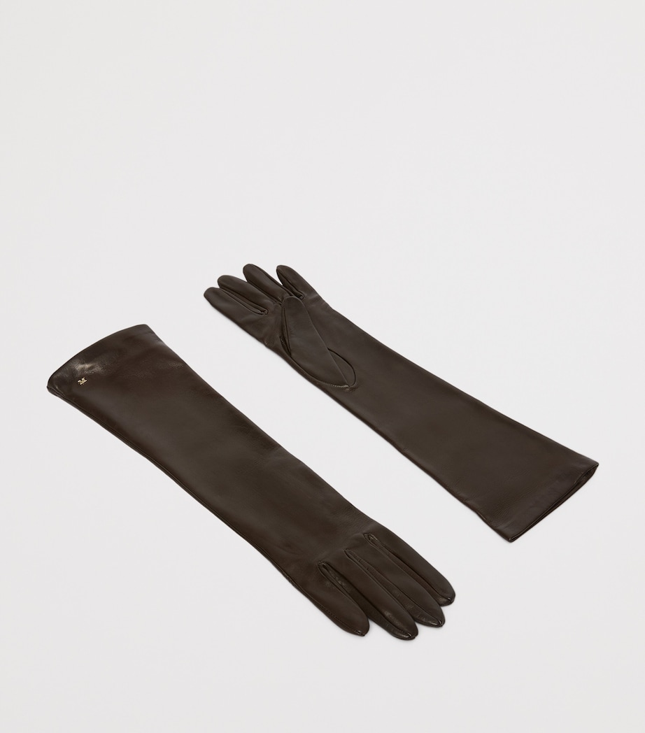 Max Mara Lambskin Long Gloves Dark Brown Image 3