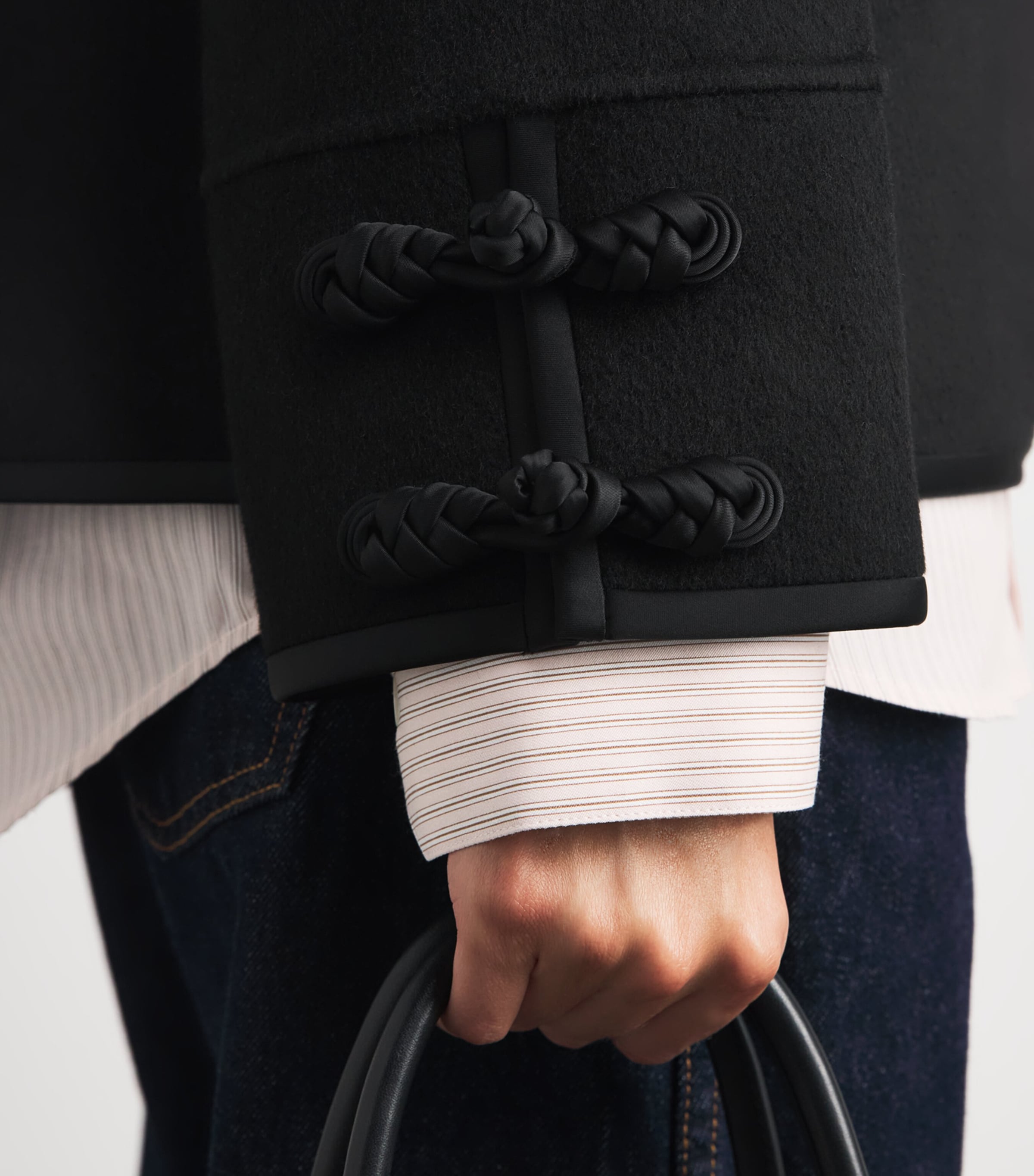 Róhe Womens Double-Faced Wool Pankou-Closure Jacket Black Image 3