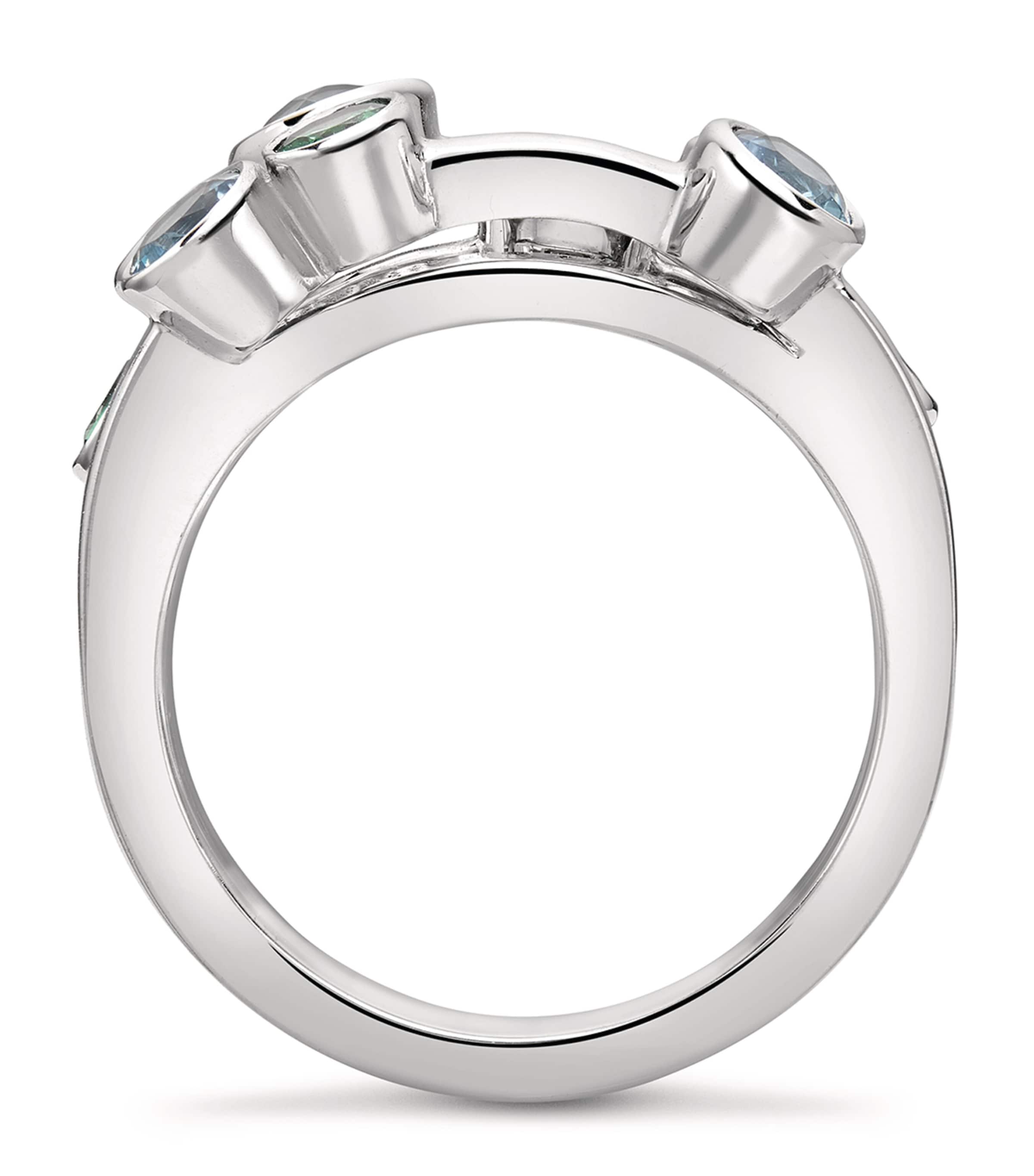 White Gold, Tsavorite, Tanzanite and Aquamarine Raindance Watercolour Ring WHITE GOLD Image 6