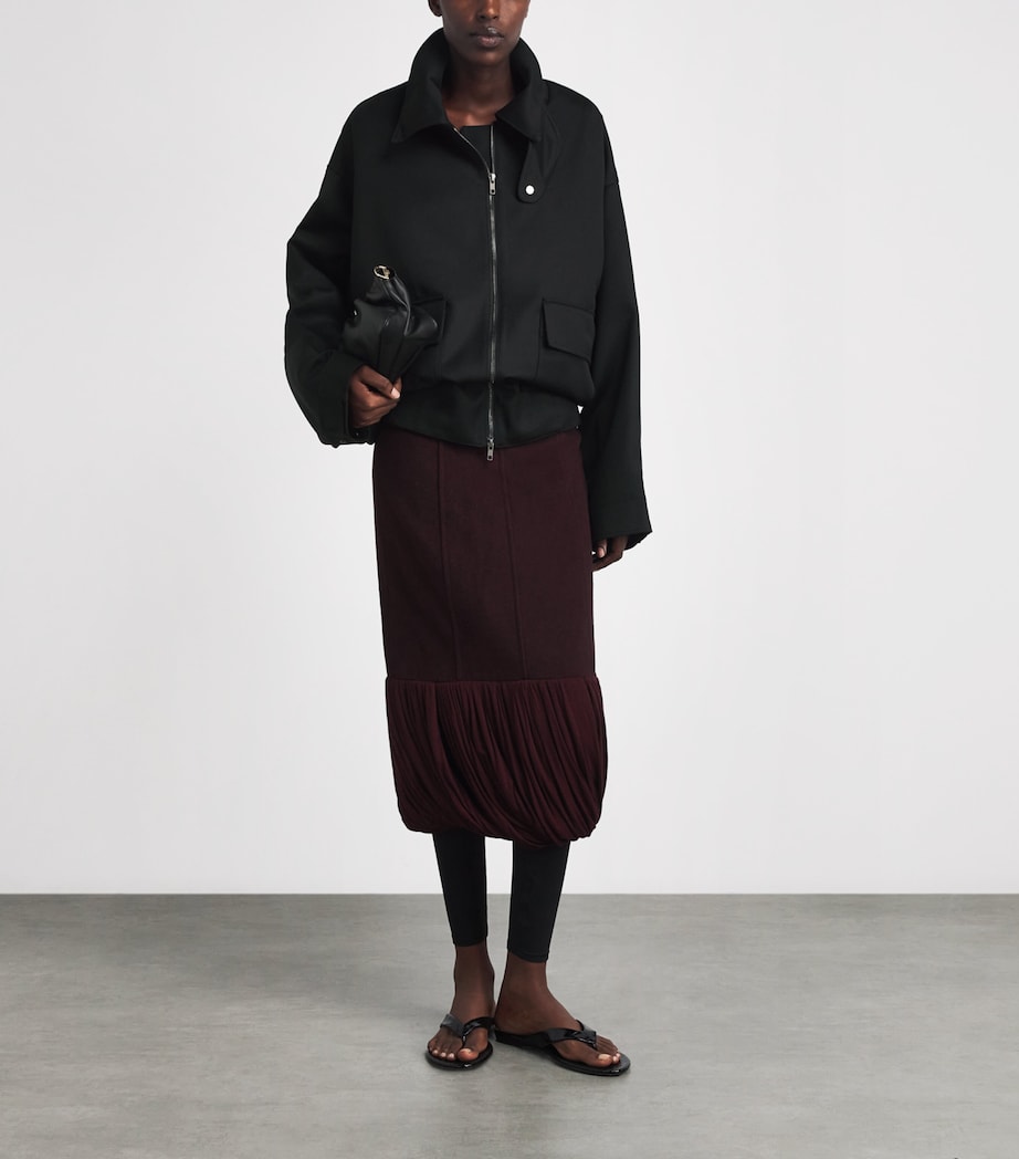 Birrot Womens Oversized Funnel-Neck Bomber Jacket Black Image 2