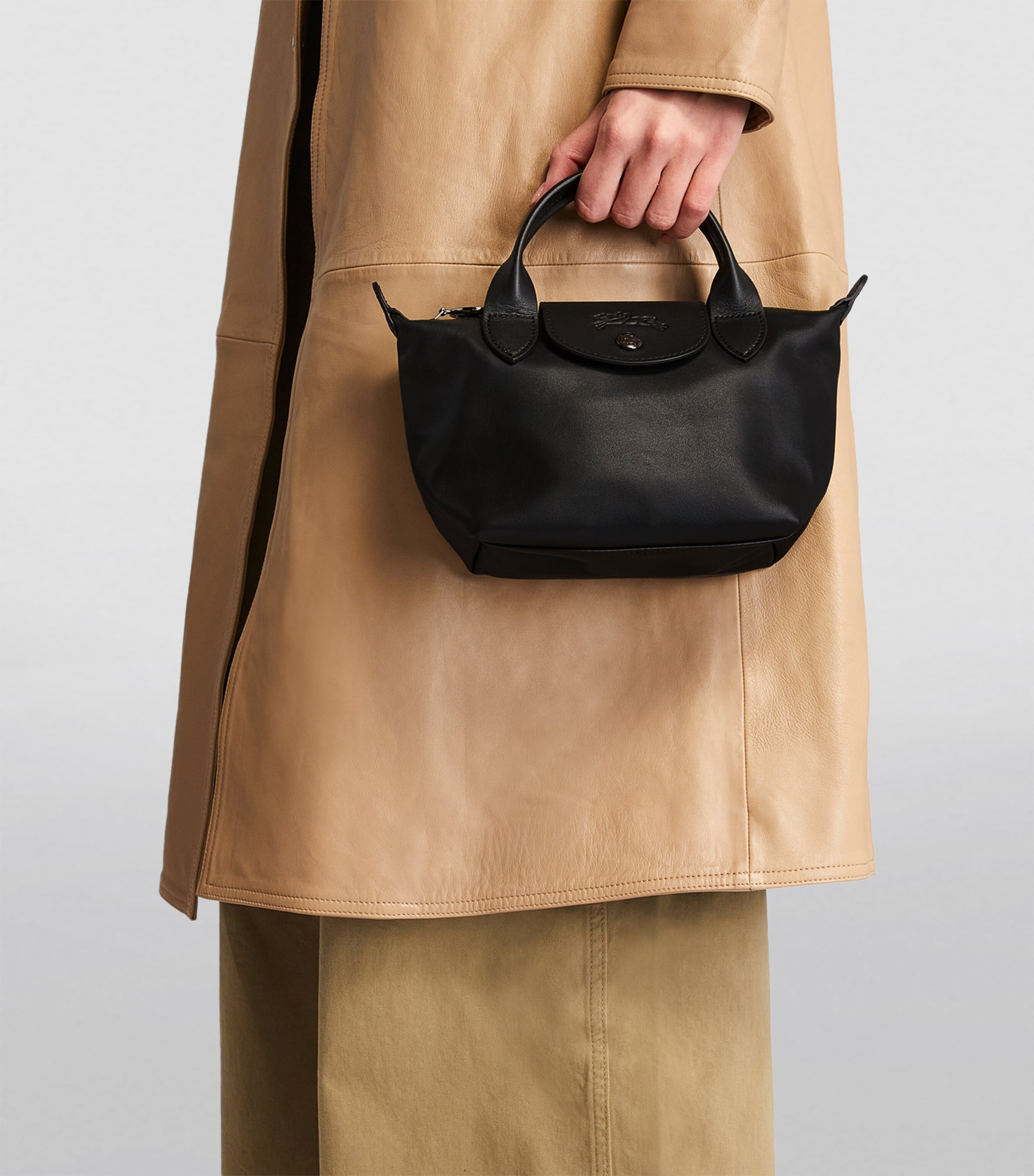 Longchamp Black Extra-Small Leather Le Pliage Xtra Top-Handle Bag