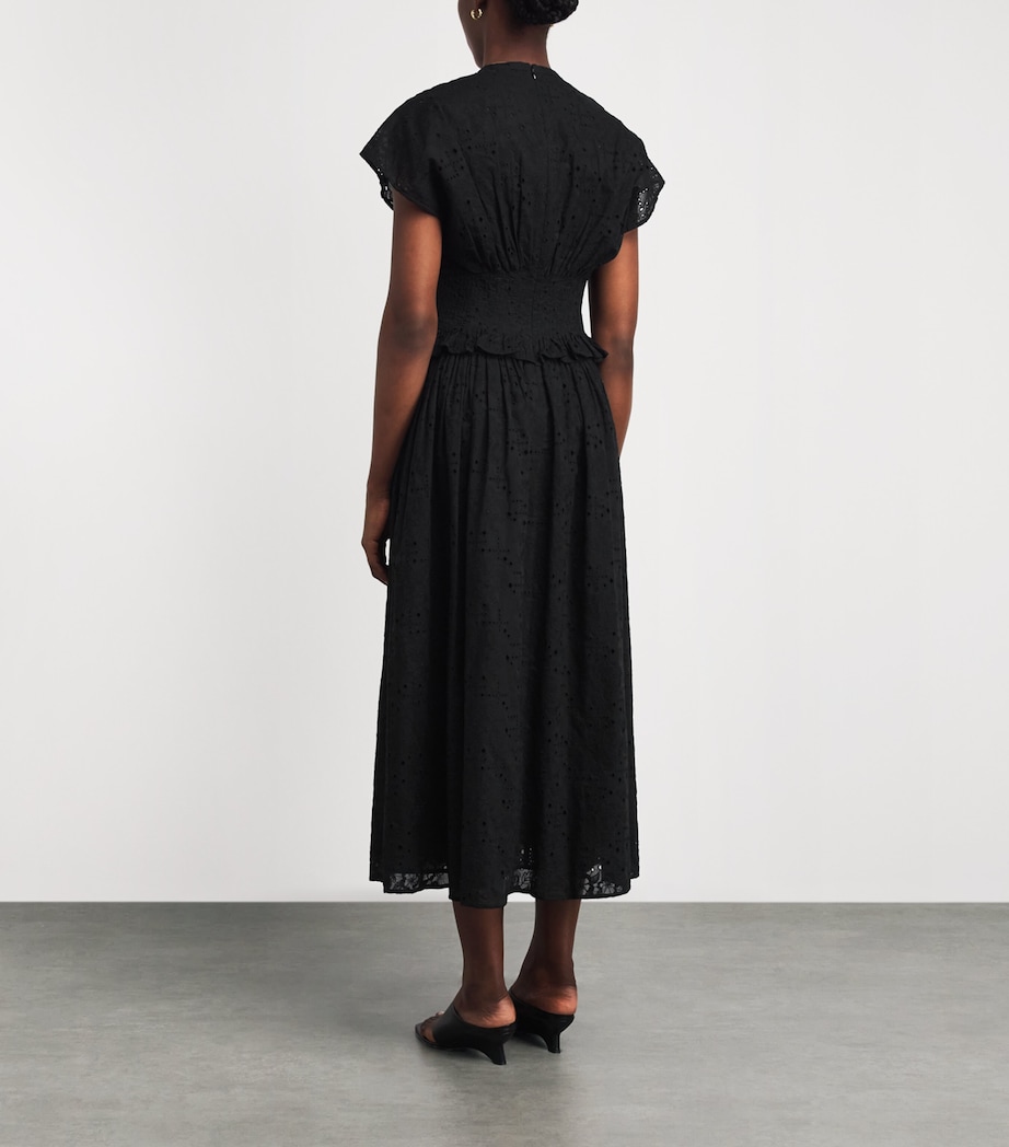 Tory Burch Womens Broderie Anglaise Midi Dress Black Image 4