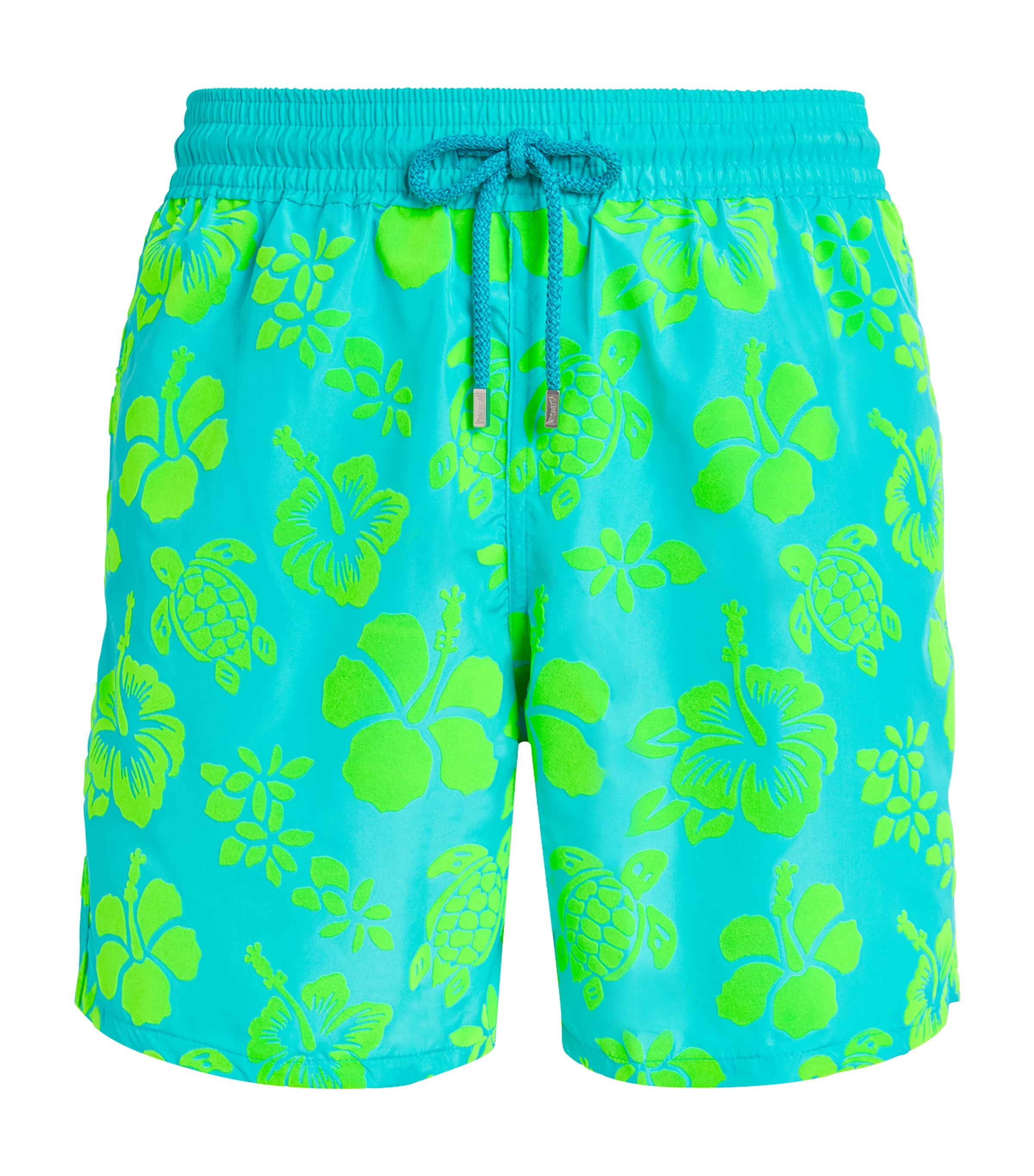 Vilebrequin Ultra-light And Packable Flocked Swim Shorts Tropical Turtle