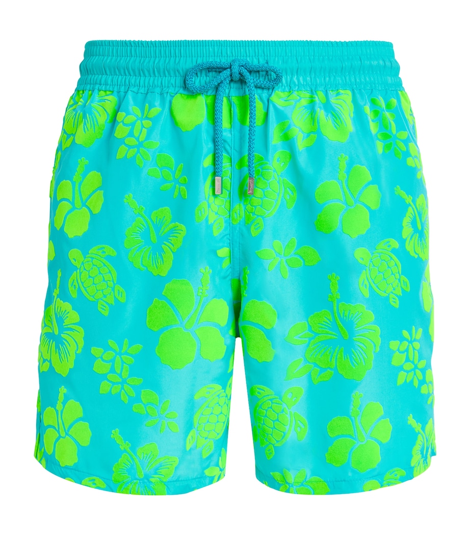 Turtle Print Mahina Swim Shorts 431-DISCO GREEN Image 1