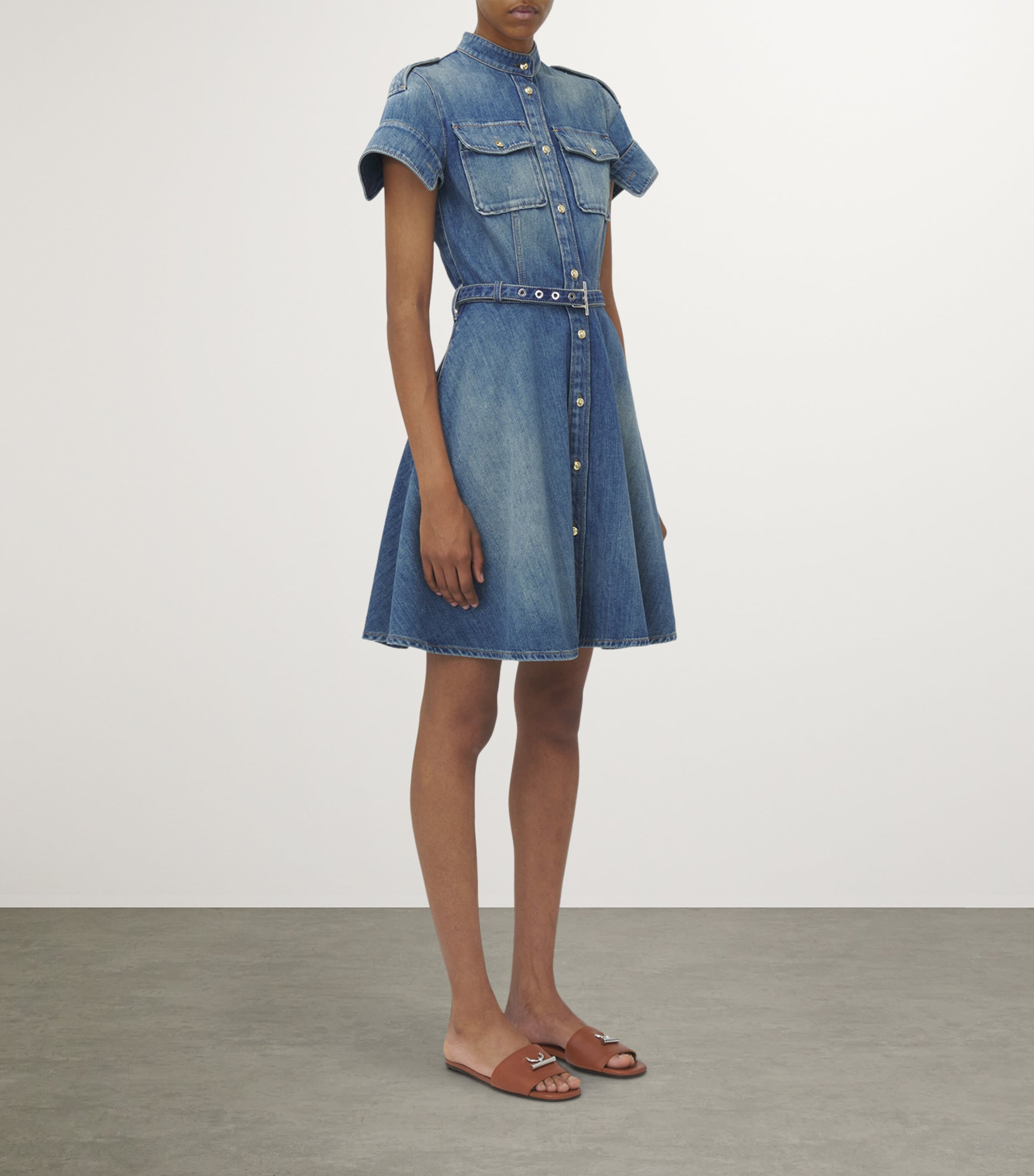 McQueen Stonewashed Denim Mini Dress | Harrods UK