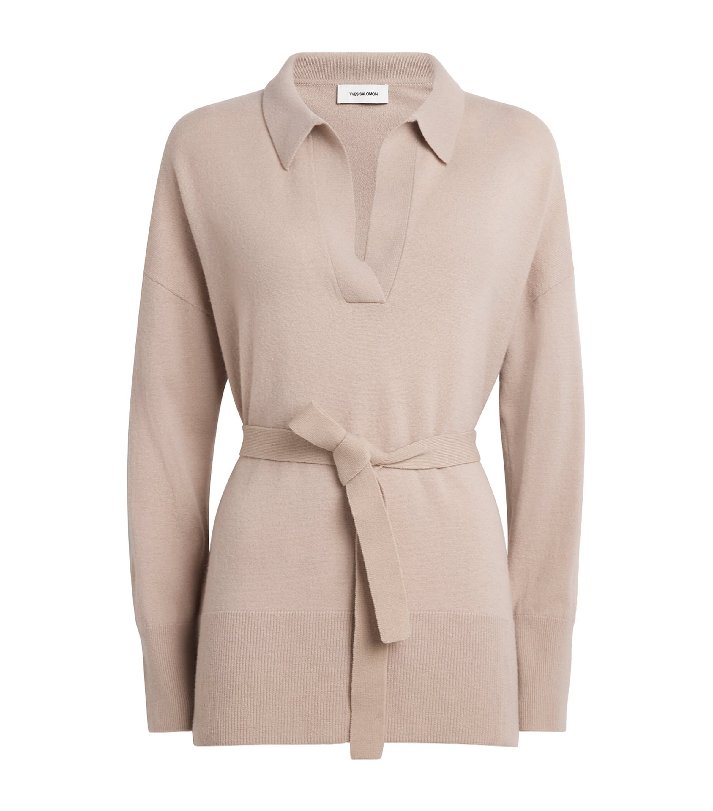 Yves Salomon Womens Merino Wool Belted Sweater Image 1