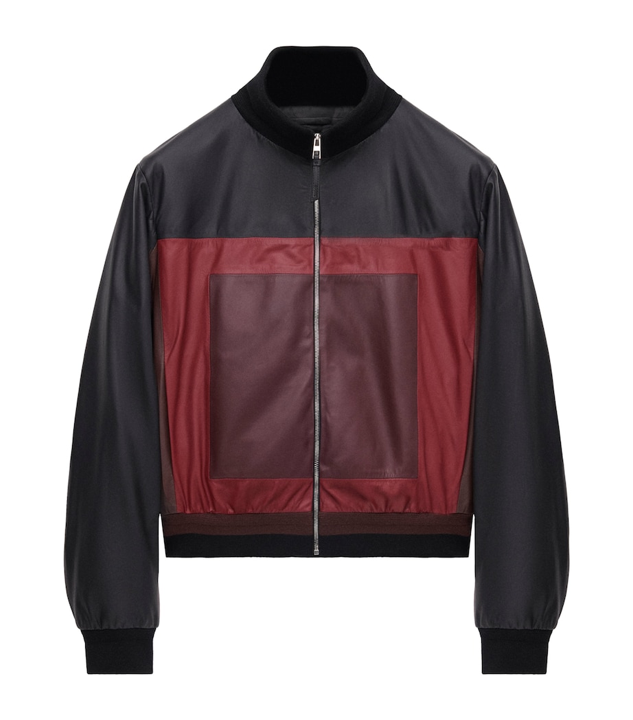 Leather Cropped Jacket BLACK/BURGUNDY Image 1