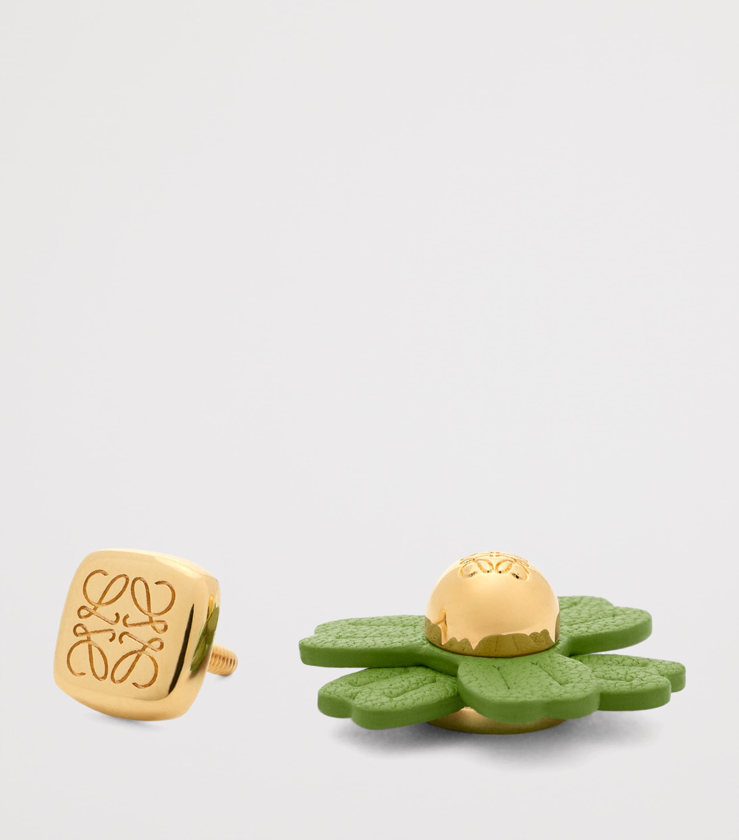 LOEWE x Paula's Ibiza Calfskin Flower Pin Charm Green Image 5