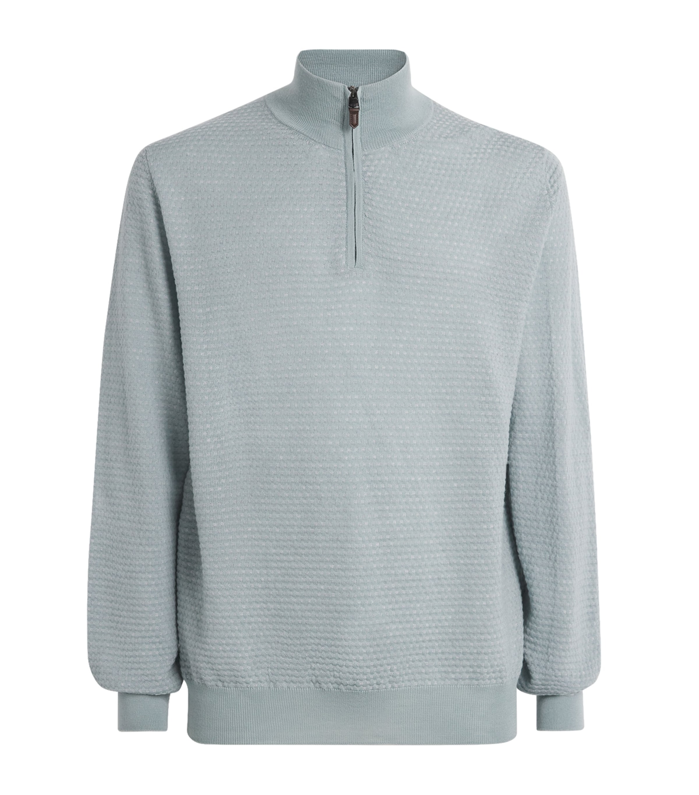 Canali Wool Zip-up Sweatshirt In Blue