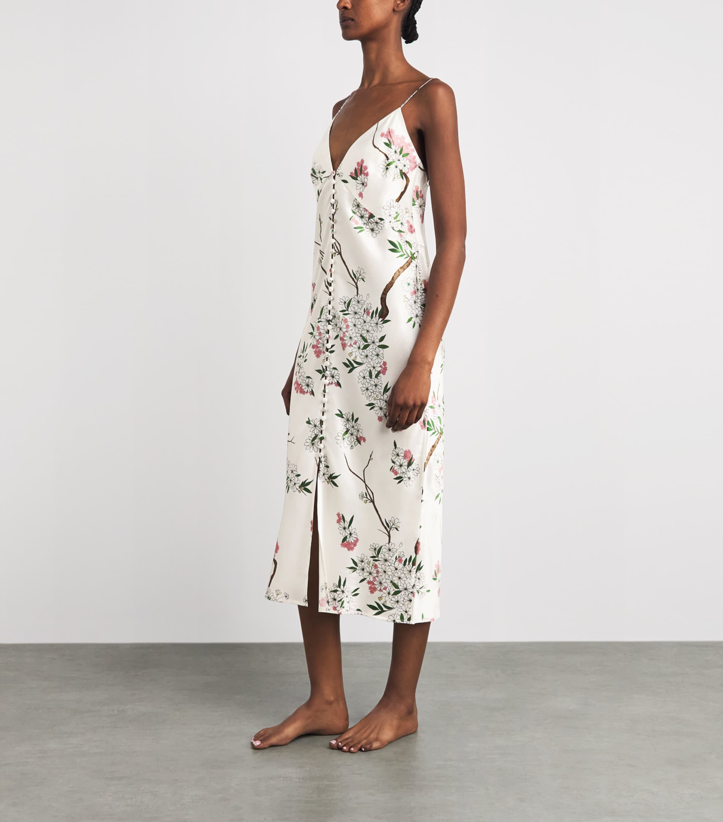 Olivia von Halle Womens Silk Floral Ilse Midi Slip Dress Ana Image 2