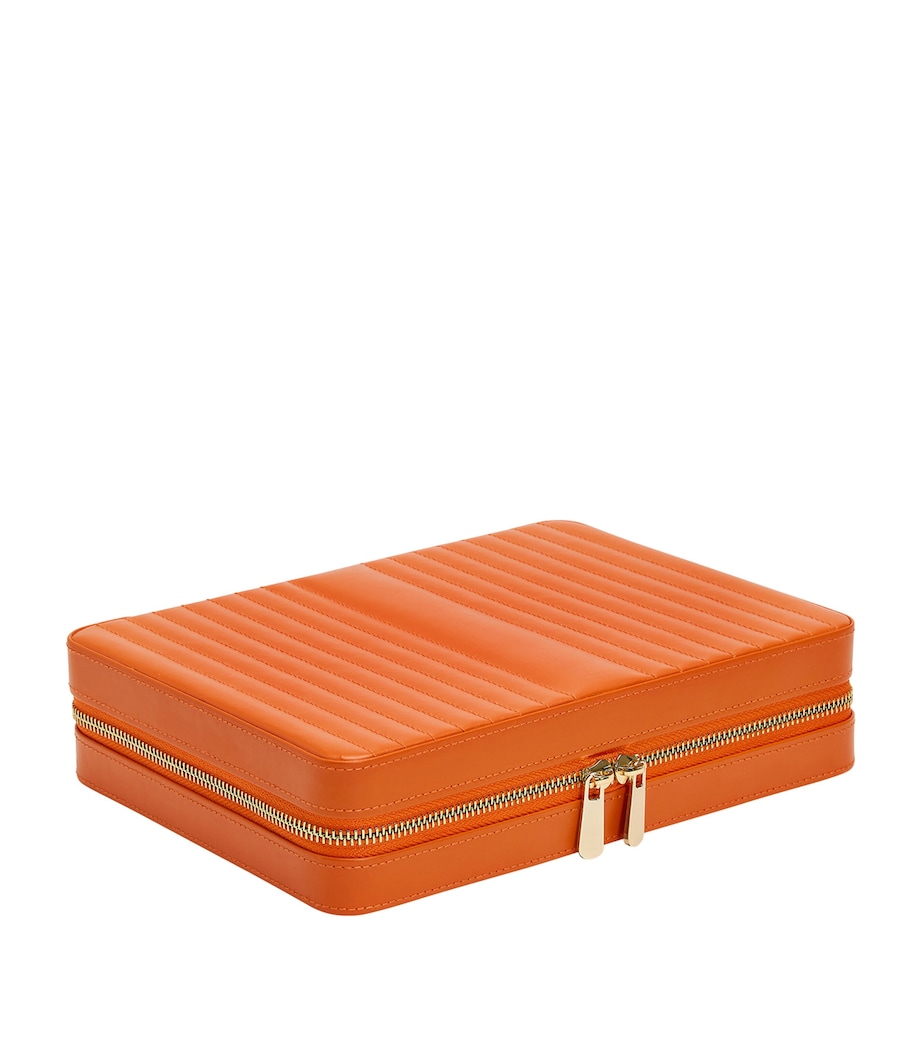 Large Leather Maria Jewellery Case TANGERINE Image 4