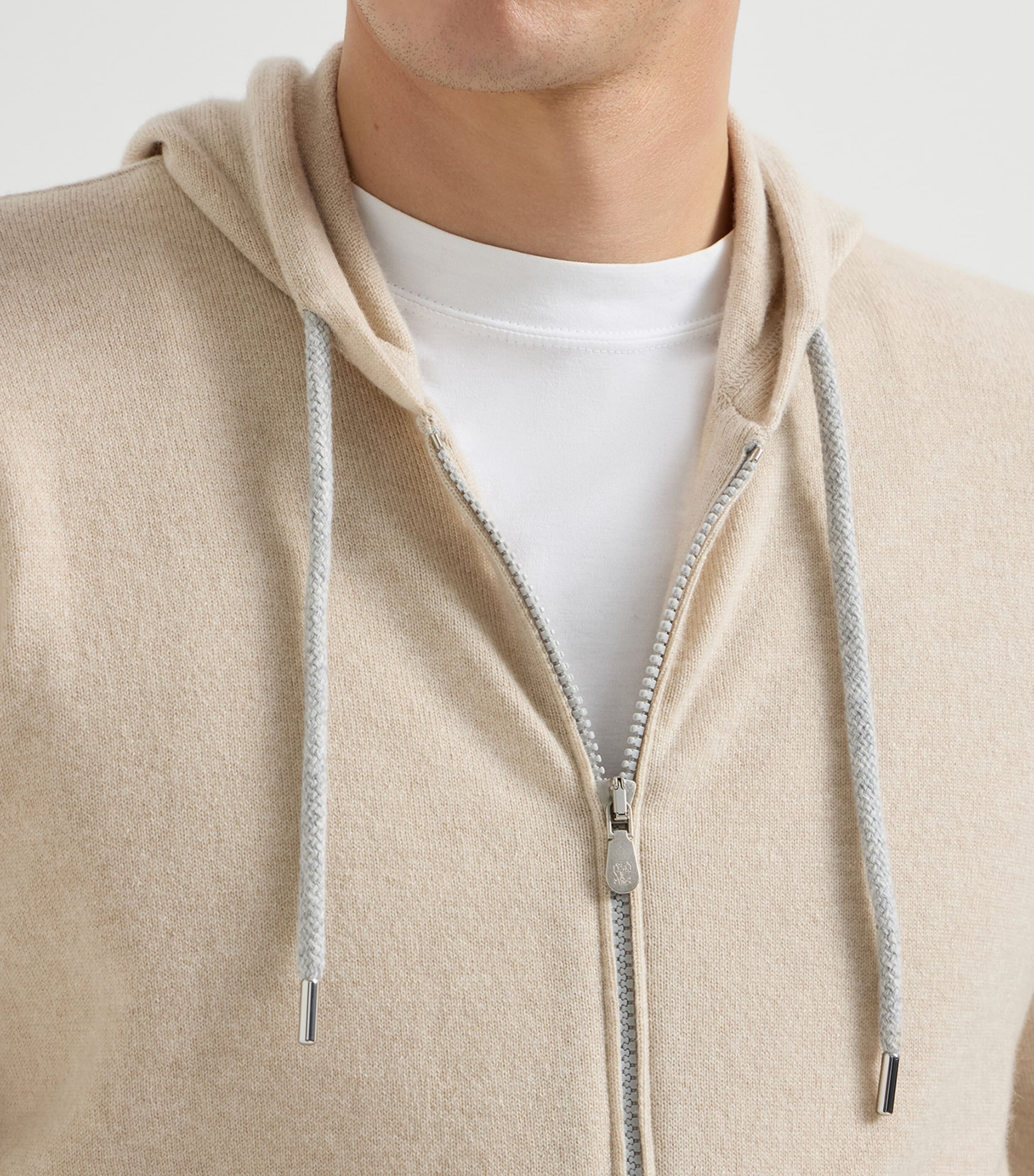 Brunello Cucinelli Beige Cashmere Zip-Up Hoodie | Harrods US