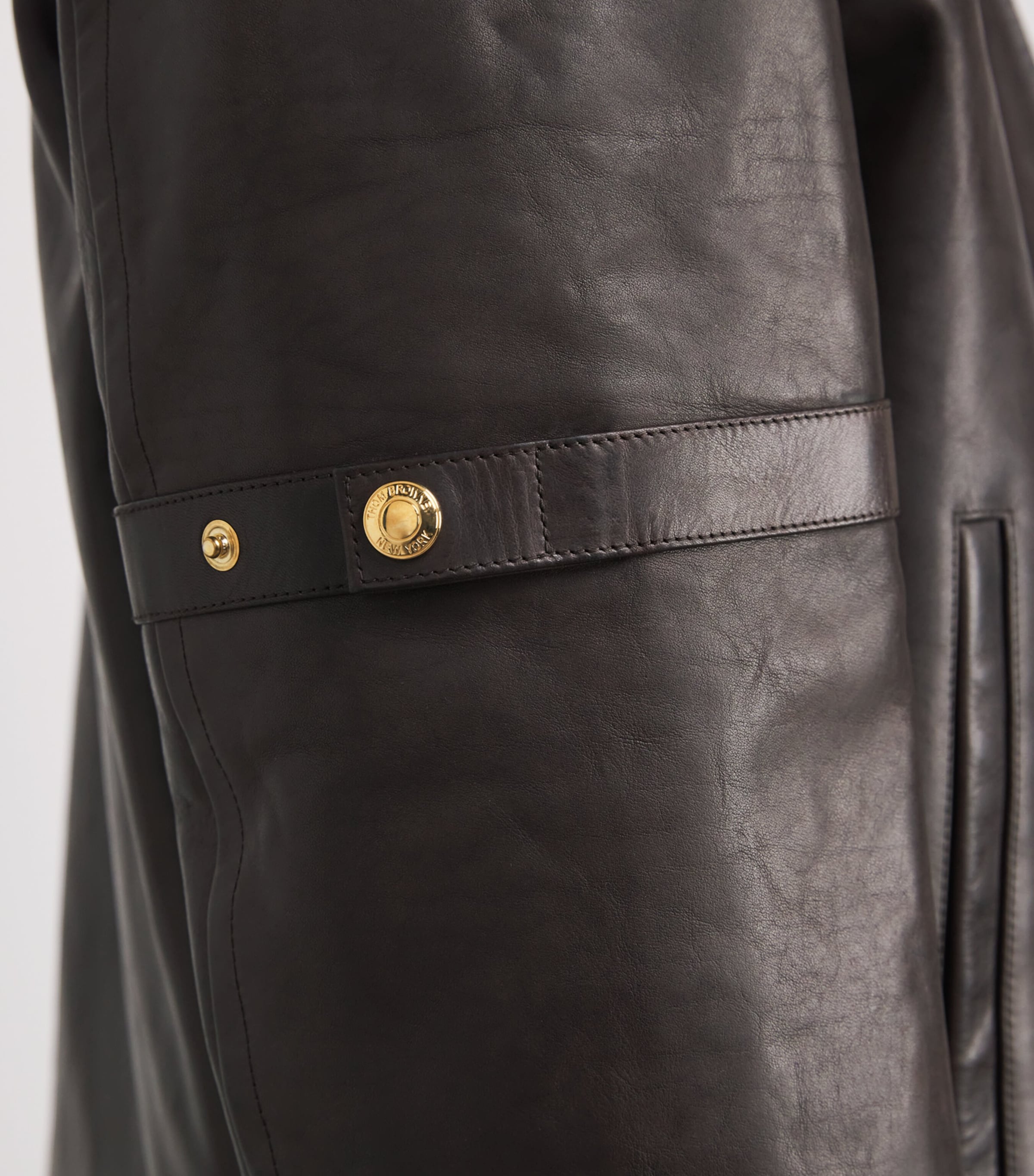 Leather Zip-Up Jacket DARK BROWN Image 3