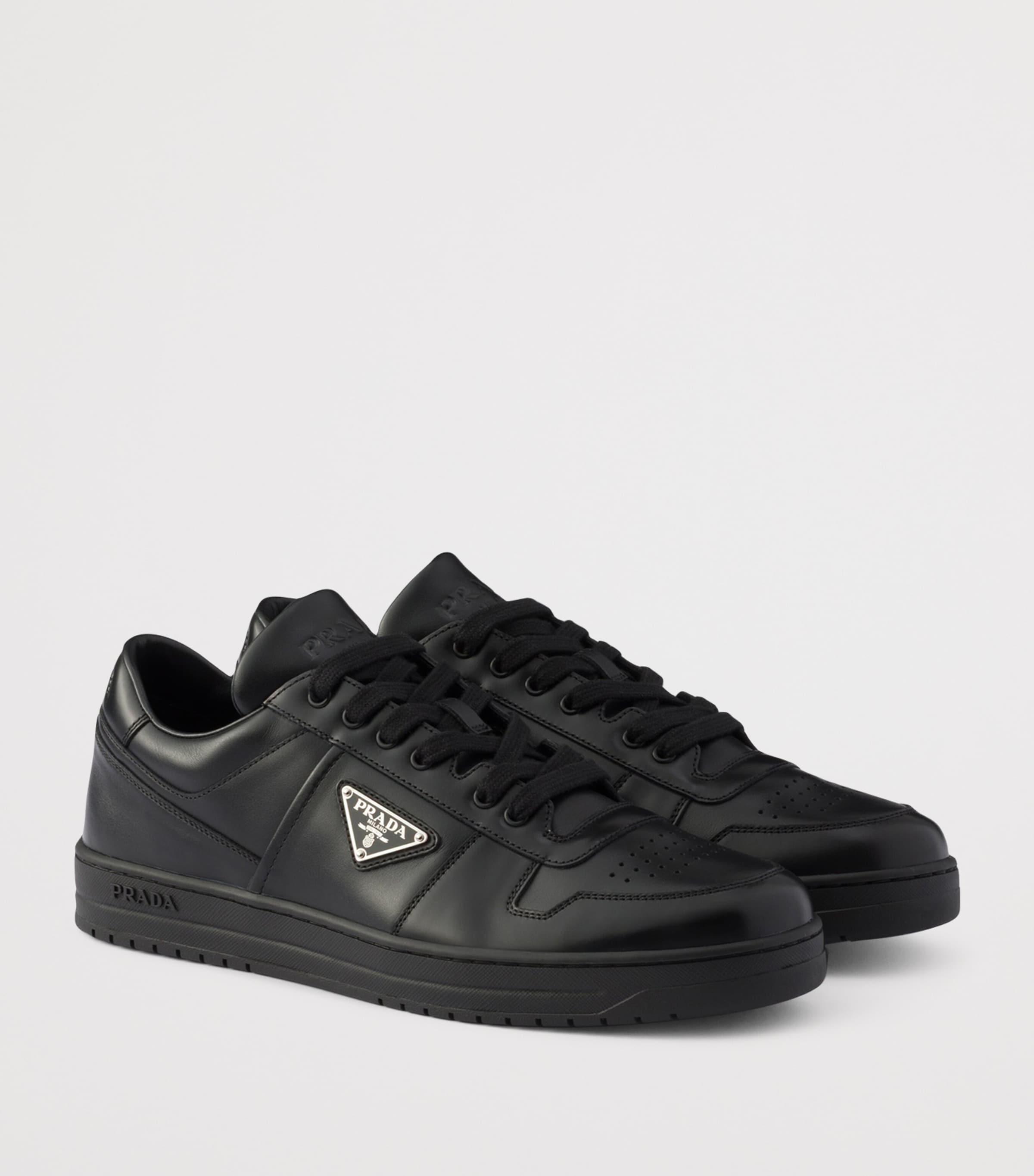 Prada Leather Downtown Sneakers Black Image 2