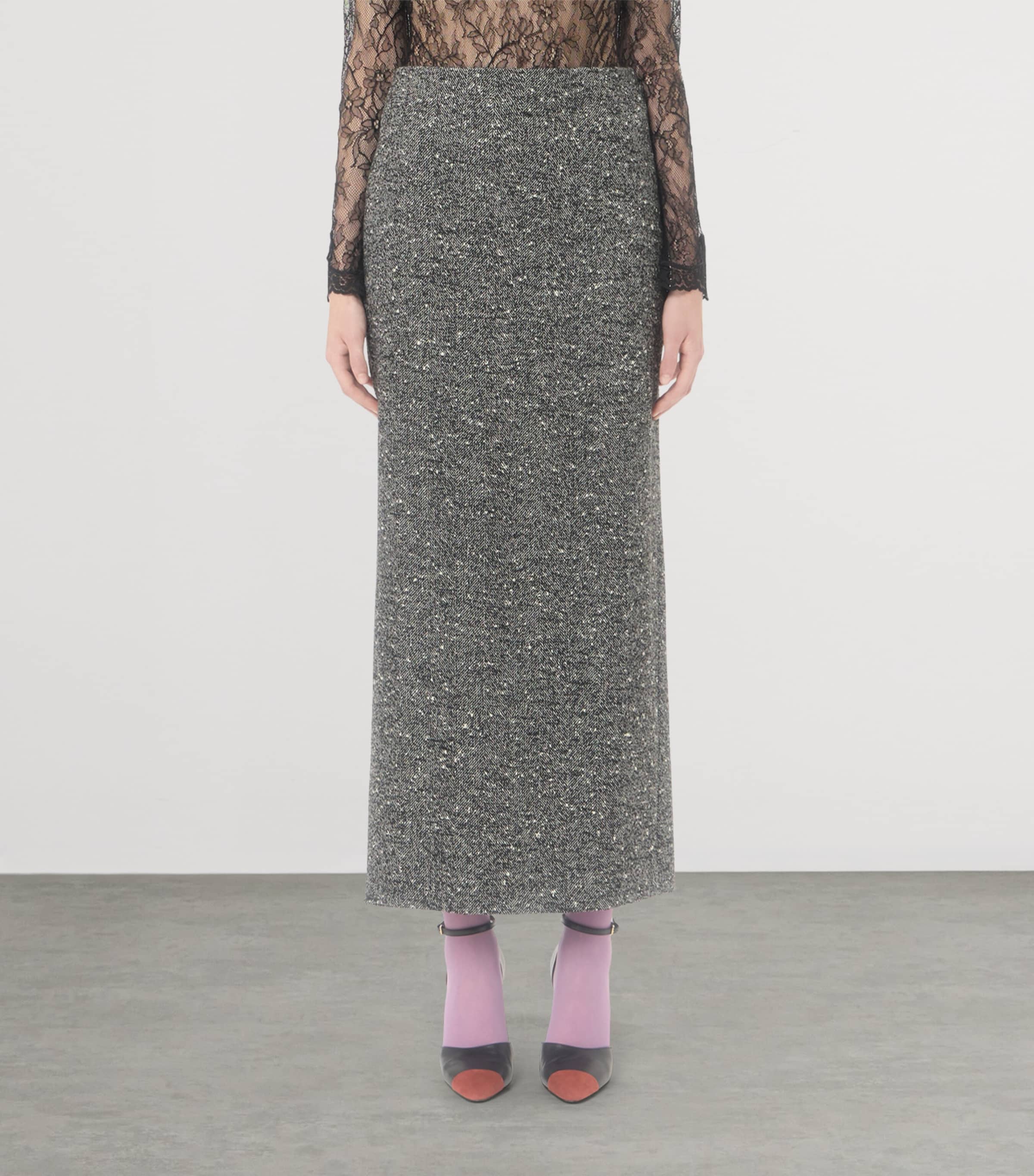 Valentino Womens Wool-Blend Midi Skirt Image 3