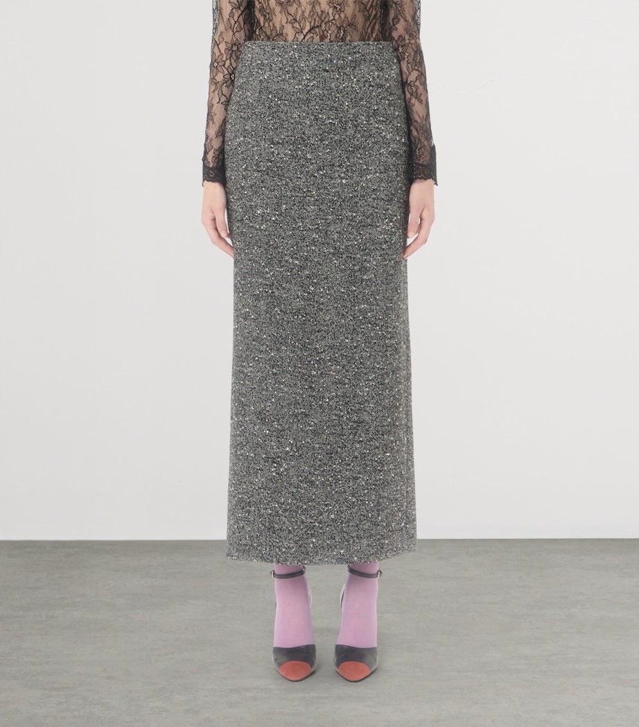 Valentino Womens Wool-Blend Midi Skirt Image 3